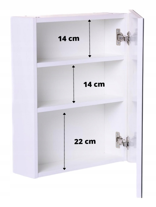 SZAFKA ŁAZIENKOWA Z LUSTREM I OŚWIETLENIEM LED 50 CM - CZARNY MAT Wysokość mebla 60 cm