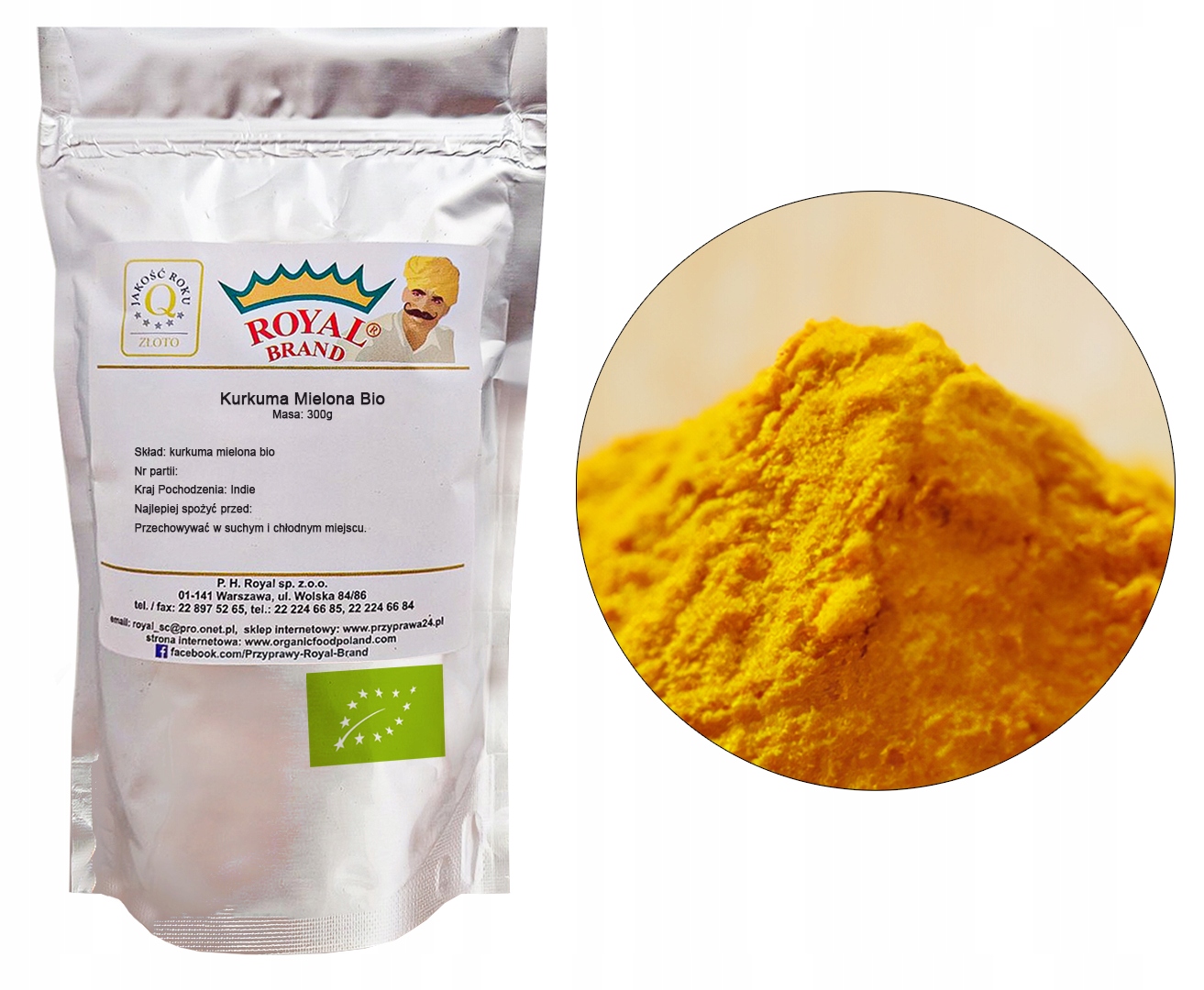 3x Royal Brand ekologická mletá kurkuma 300 g bio V Prášku přírodní