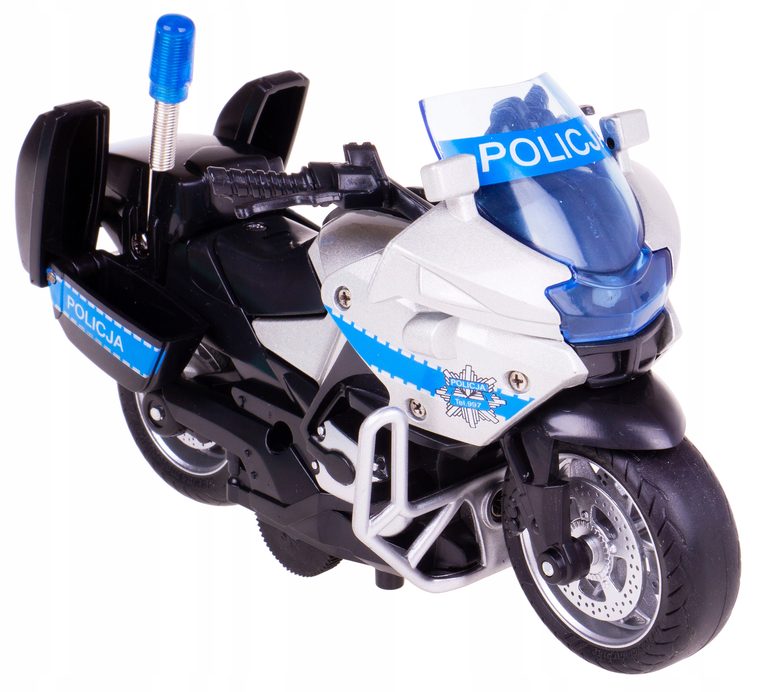 MOTOCYKL POLICJA METALOWY ŚWIATŁO DŹWIĘK NAPĘD Stan opakowania oryginalne