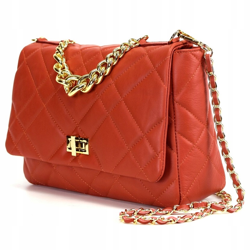 WŁOSKA TOREBKA SKÓRA PIKOWANA CZERWONA XXL 481B Marka Massimo Connti