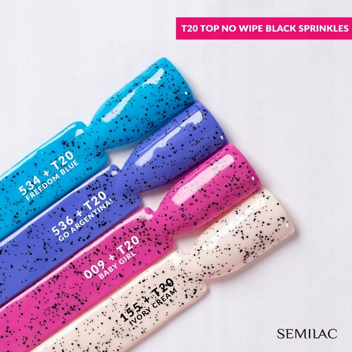 SEMILAC TOP NO WIPE BLACK SPRINKLES T20 7ML Marka Semilac