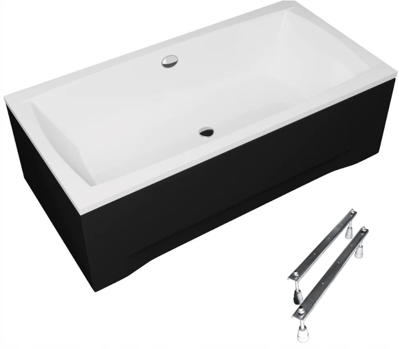 Obdélníková vana Polimat Apri 140x70 s černým krytem a bonus nohami
