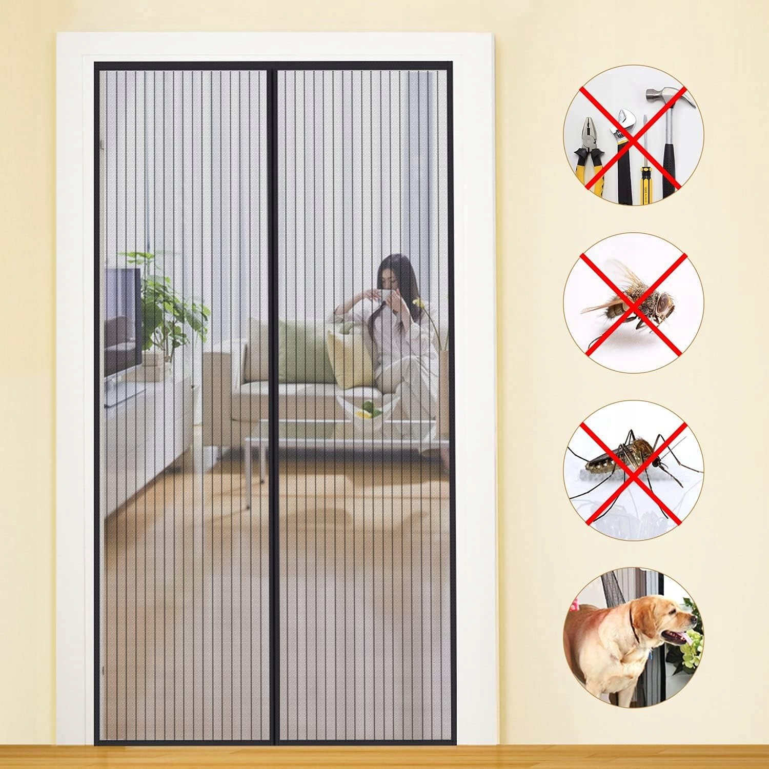 Moskytiéra magnetická 110x200 síť na dveře, pneumatika proti hmyzu