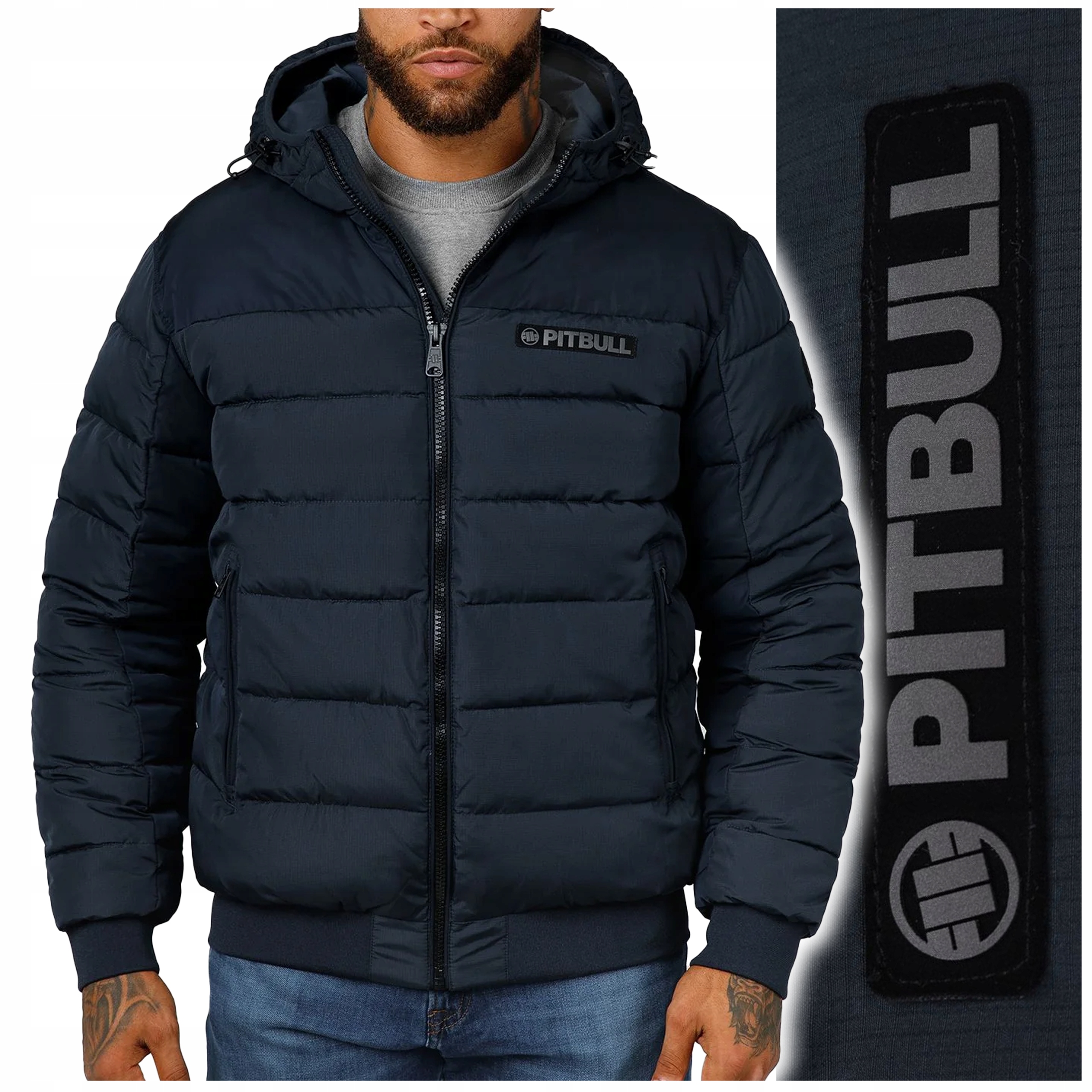 Prošívaná Zimní bunda Pit Bull "dillon" s kapucí vel. 3XL, tmavě modrá