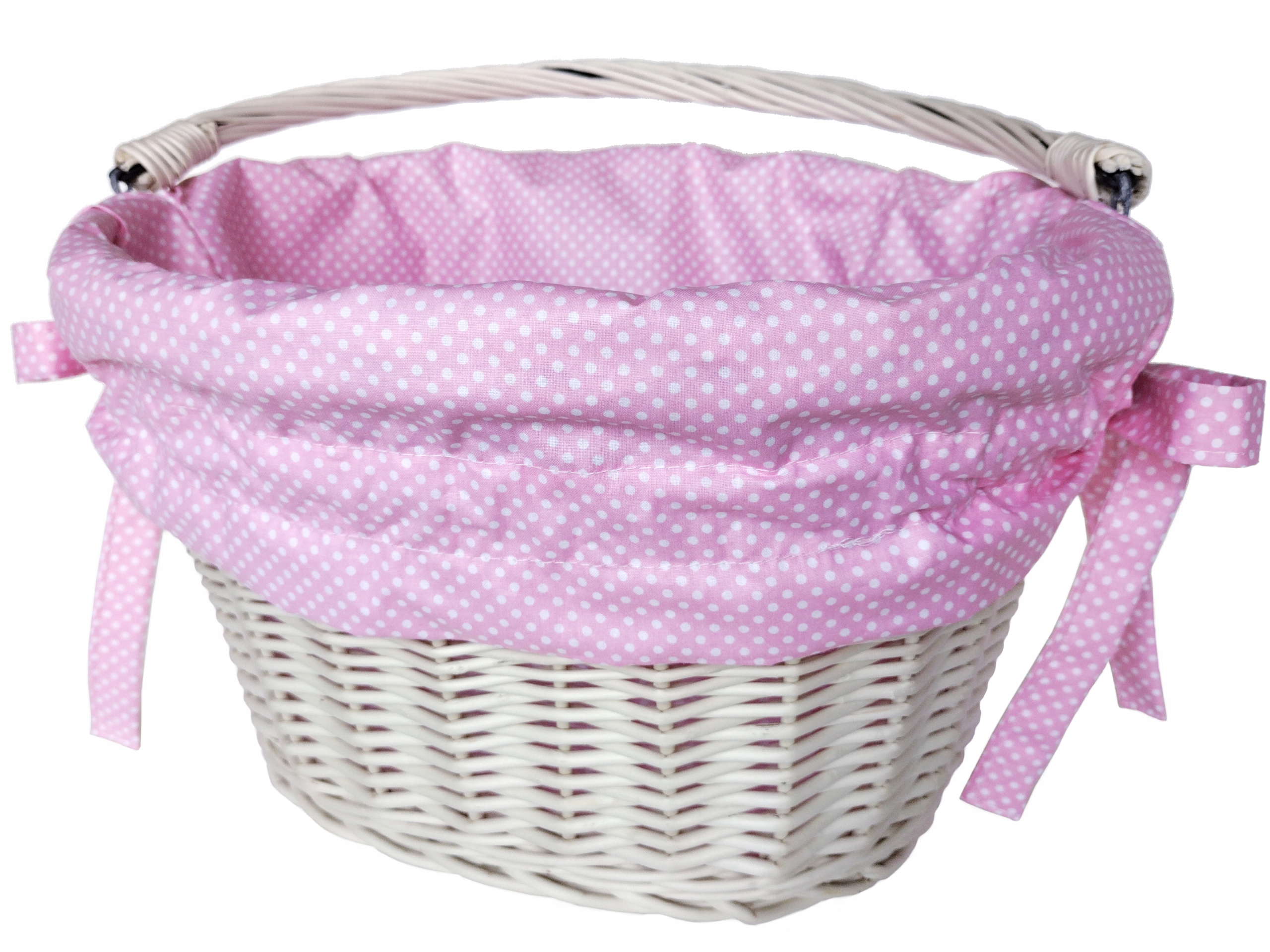 Koszyk wiklinowy biały rowerowy kosz na rower kierownicę wkładka Jackmar