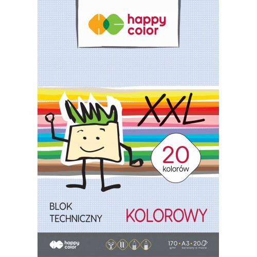 

Blok techniczny A3 kolorowy 20 kartek Happy Color