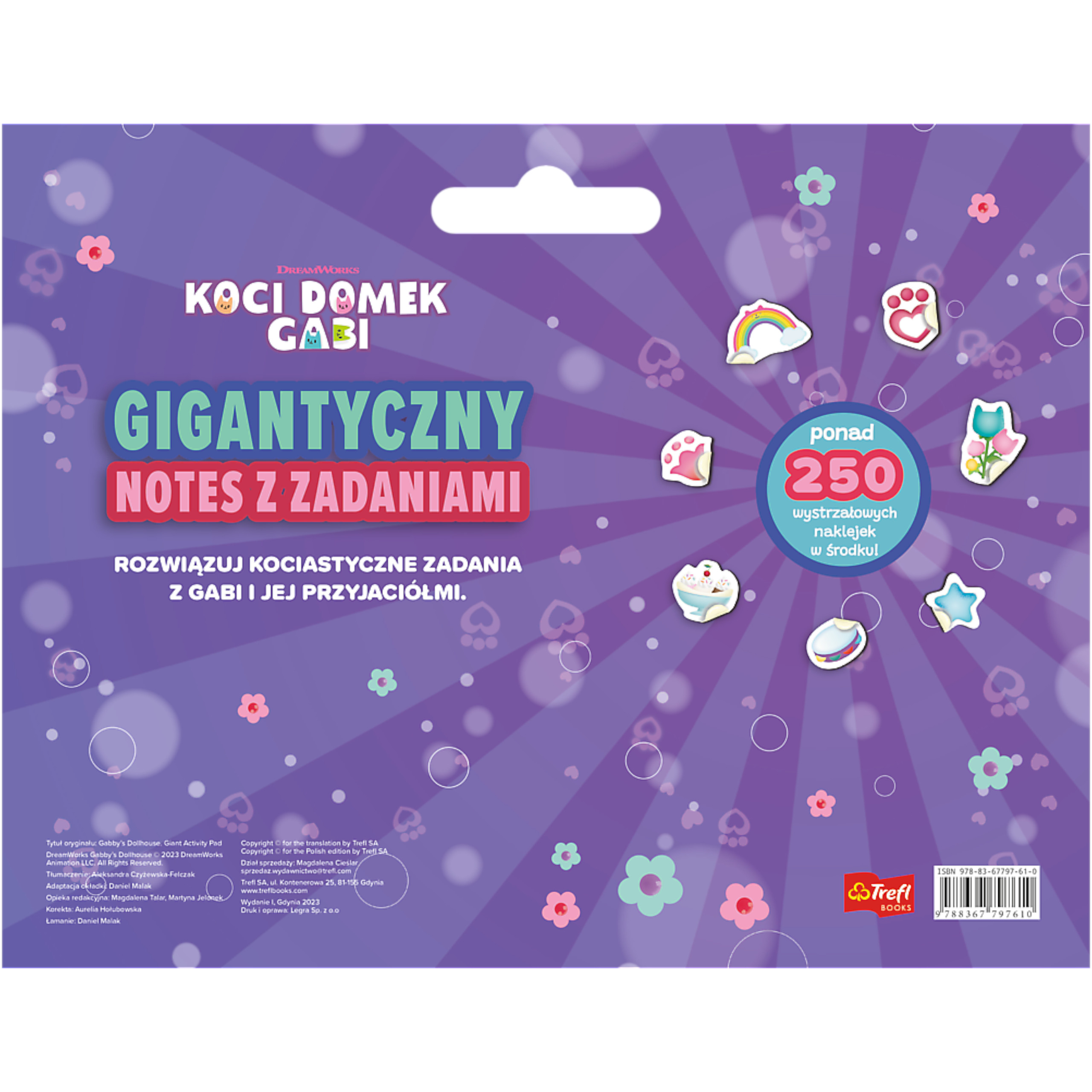 Książka notes łamigłówki Koci Domek Gabi naklejki kolorowanki TREFL KS97610 ISBN 9788367797610