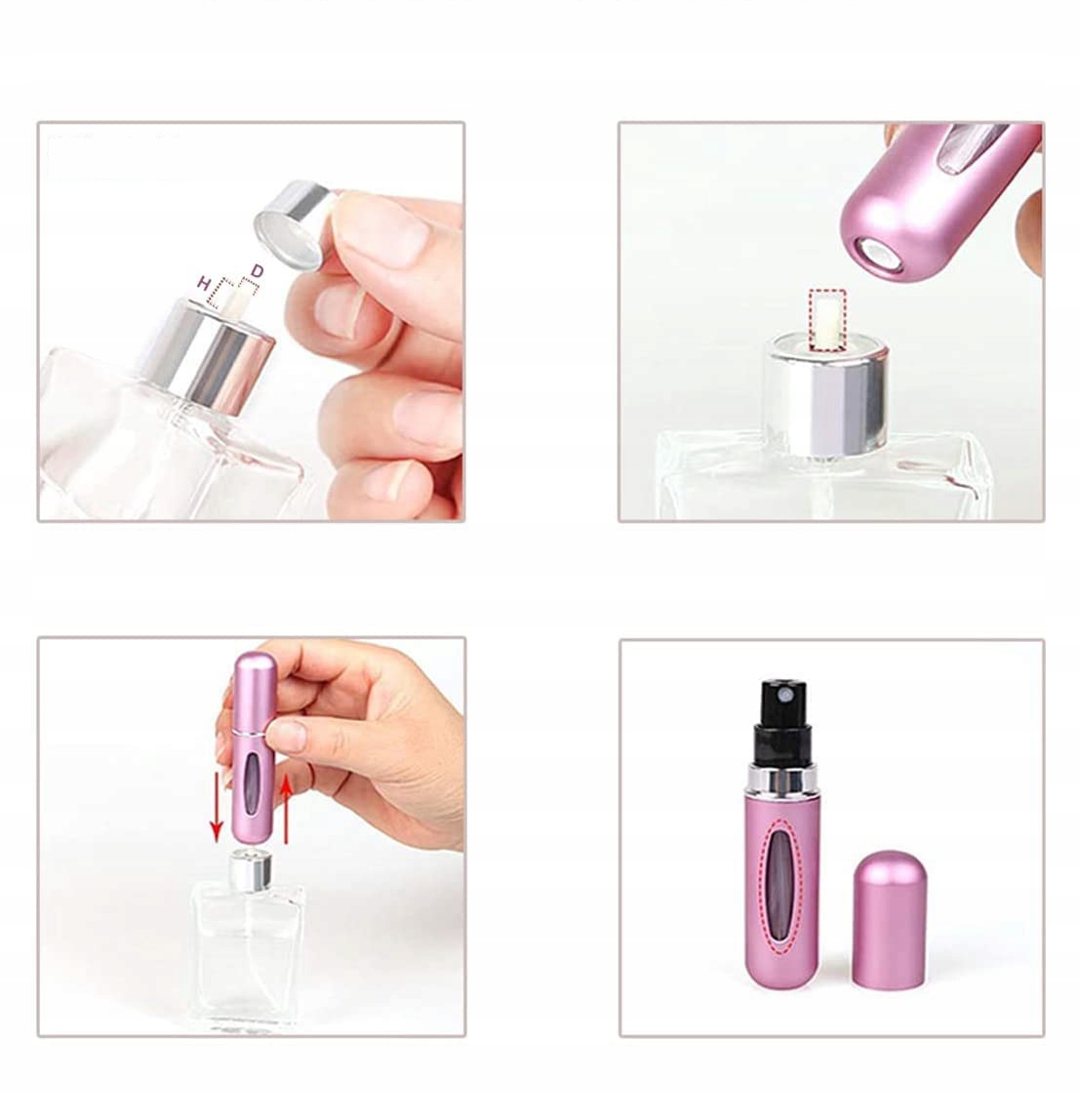 6SZT PODRÓŻNE BUTELKI Z ROZPYLACZEM DO PERFUM 5 ML Rodzaj flakon z atomizerem