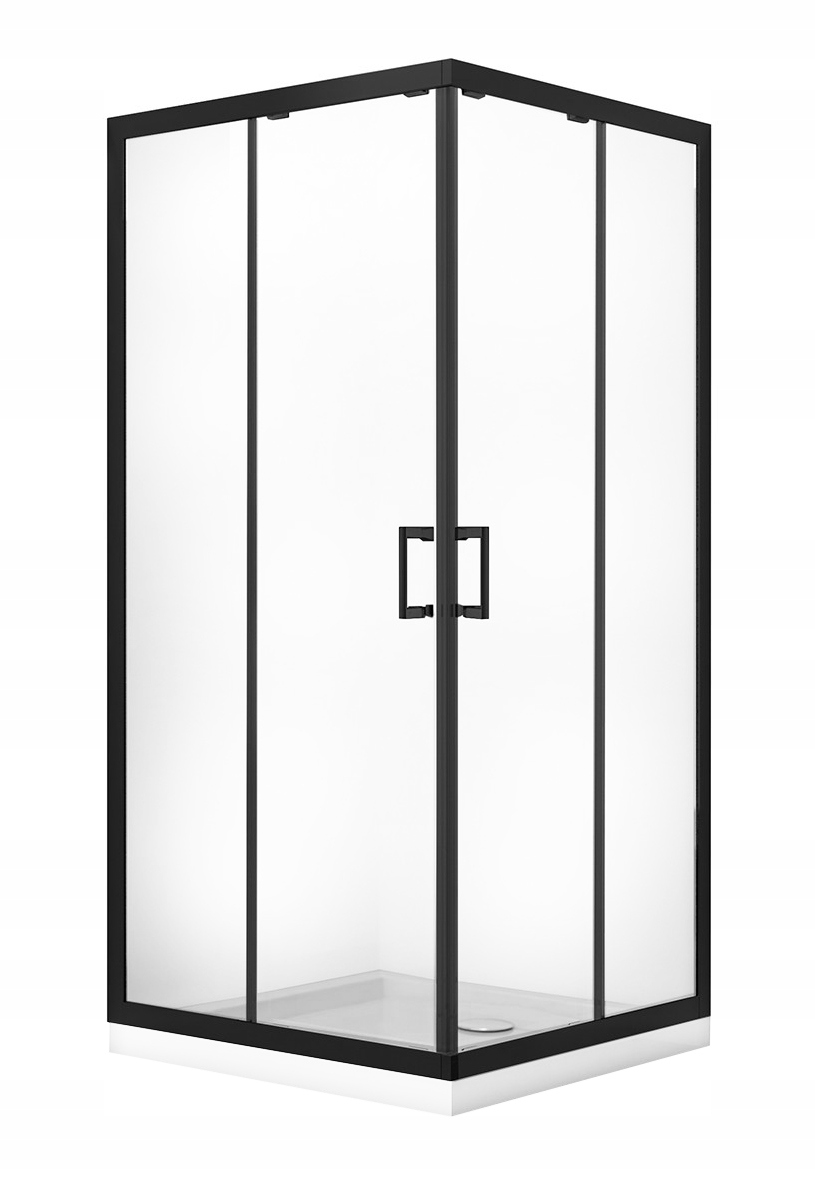 Kabina Modern 90x90 czarna szyba przejrzysta rozsuwana Besco