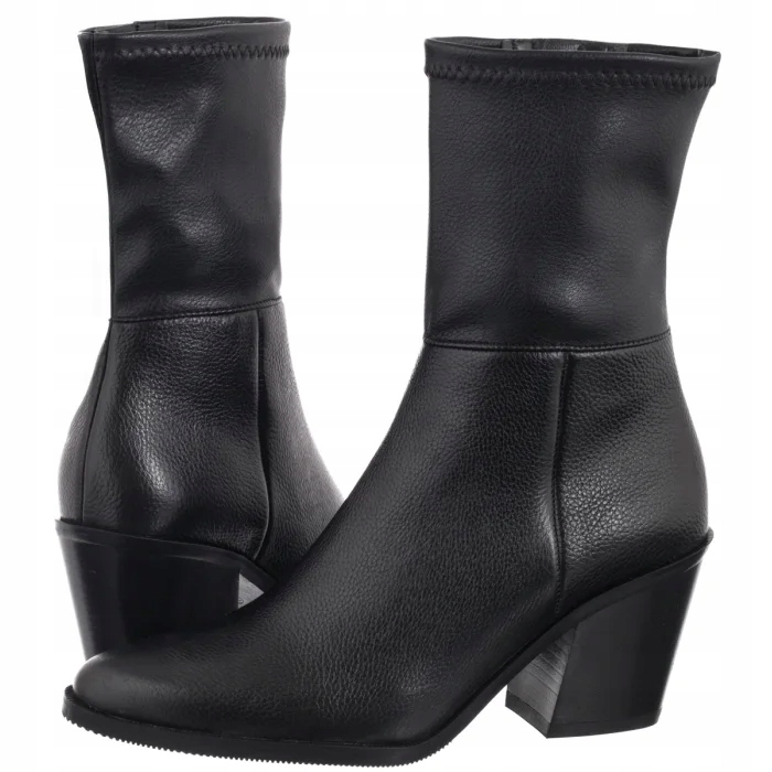 Dámské kožené Kotníkové Boty na podpatku Ryłko černé F7VG7 Black