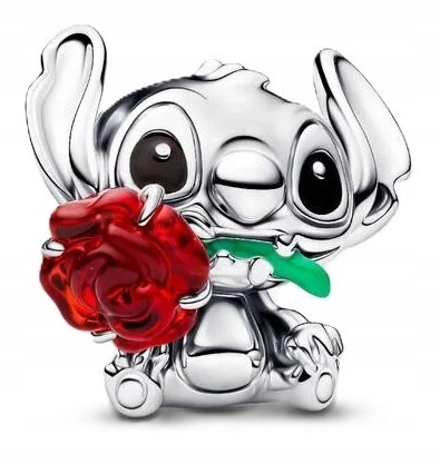 Přívěsek Pandora Disney Stitch A Růže 794378C01 Stříbrný Murano Pro Dceru