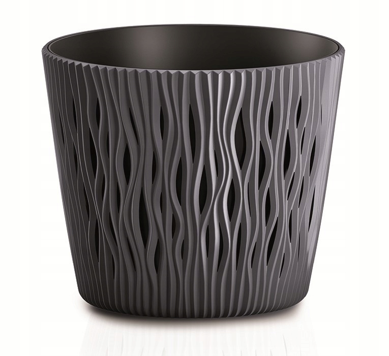 

Doniczka Sandy Round z wkładem 13 cm. Antracyt