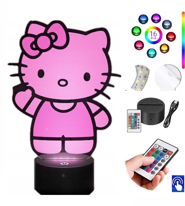 Lampka Nocna Hello Kitty LED RGB Grawer PLEXIDO