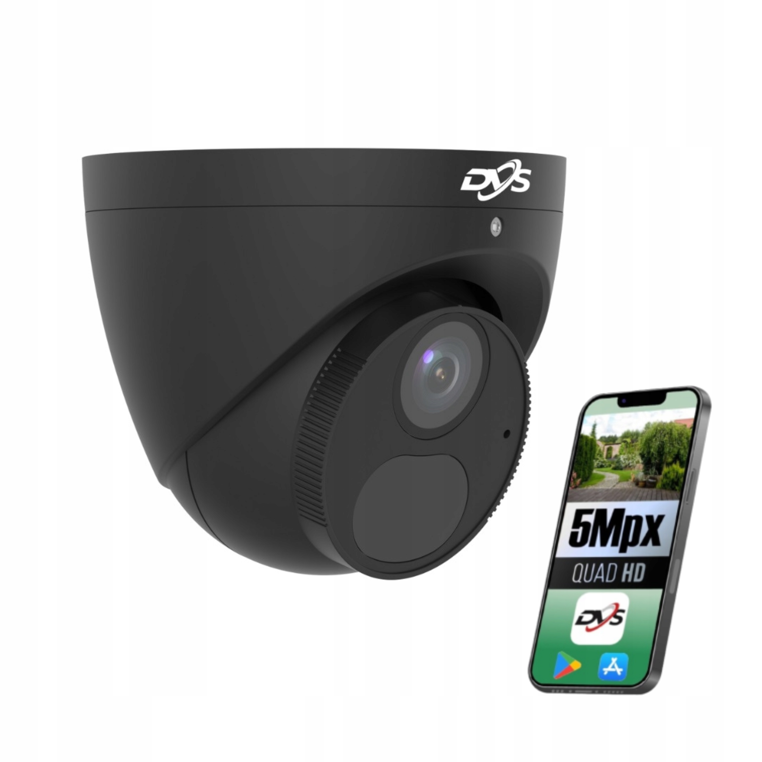 Dvs Kupolová Ip Kamera Na Monitorovanie 5MPX Čierna Mikrofón Onvif Slot Sd