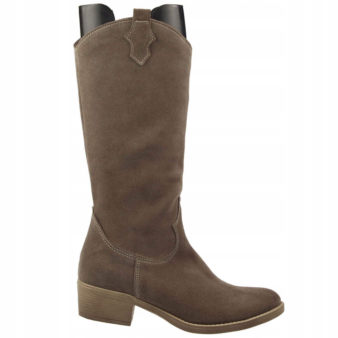 Damskie kozaki skórzane kowbojki Bastek Beżowe 40