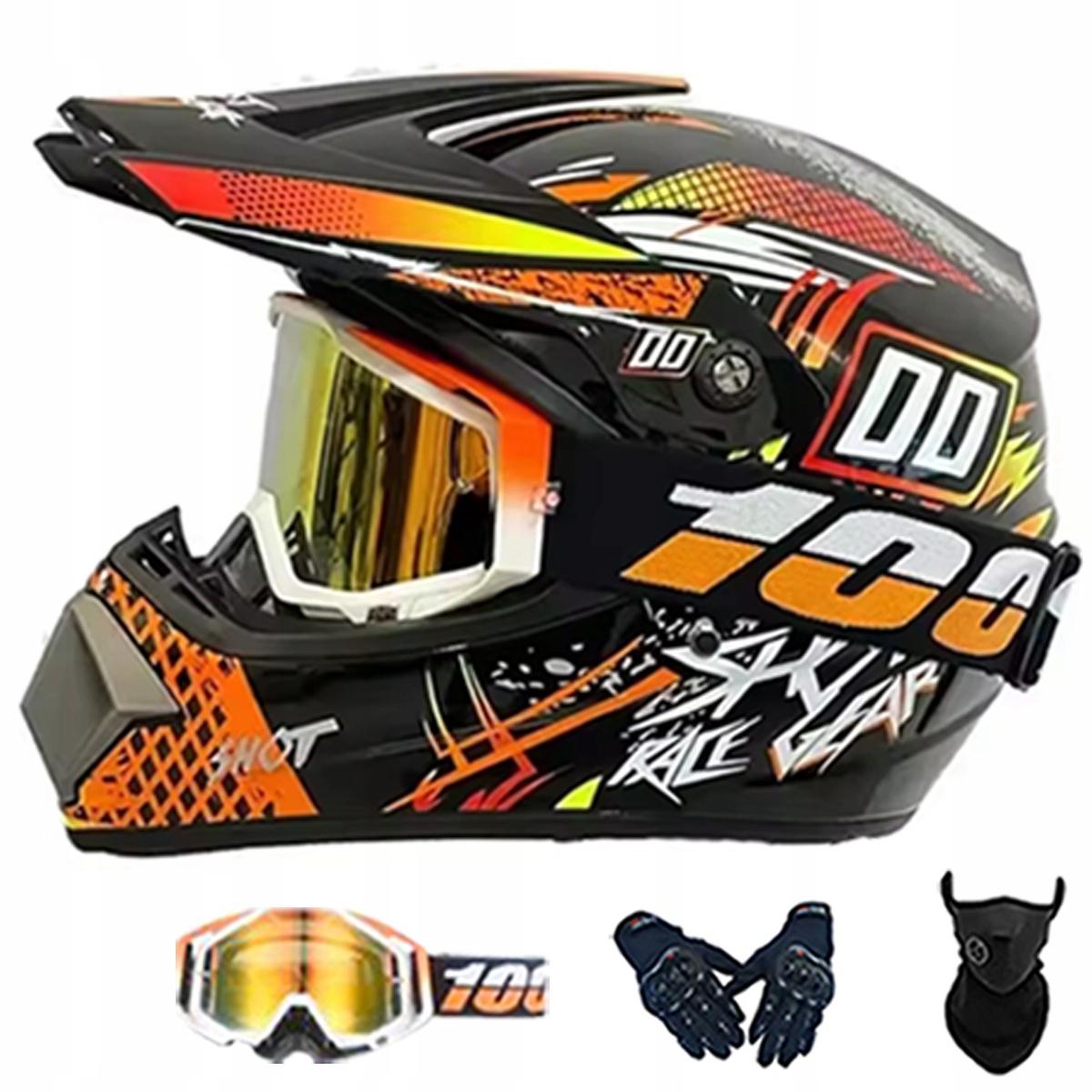 Motocyklová Přilba Lehká Enduro Quada Brýle Rukavice Maska S