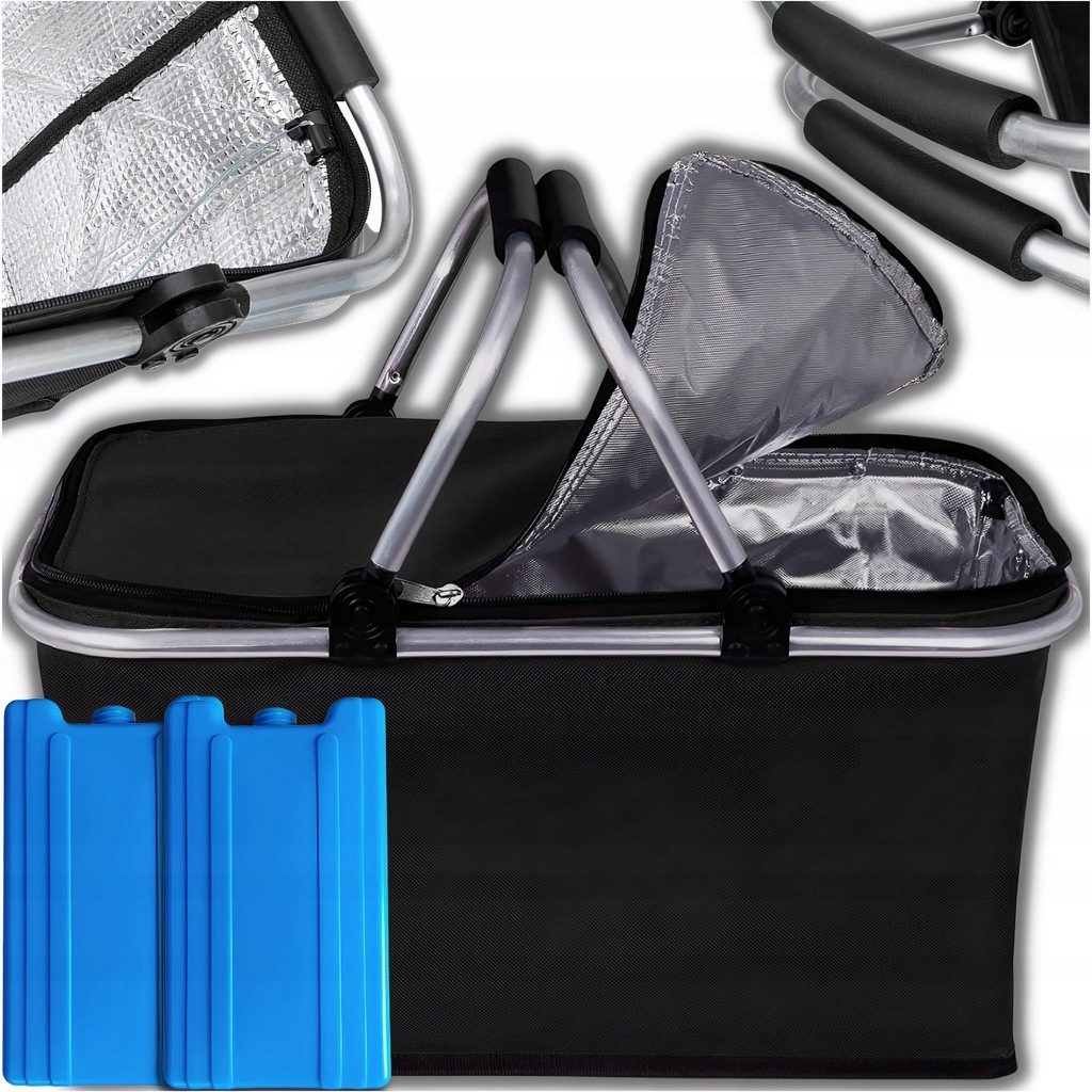 KOSZ PIKNIKOWY SKŁADANY TERMICZNY TURYSTYCZNY KOSZYK IZOLACYJNY + 2 WKŁADY Stan opakowania oryginalne