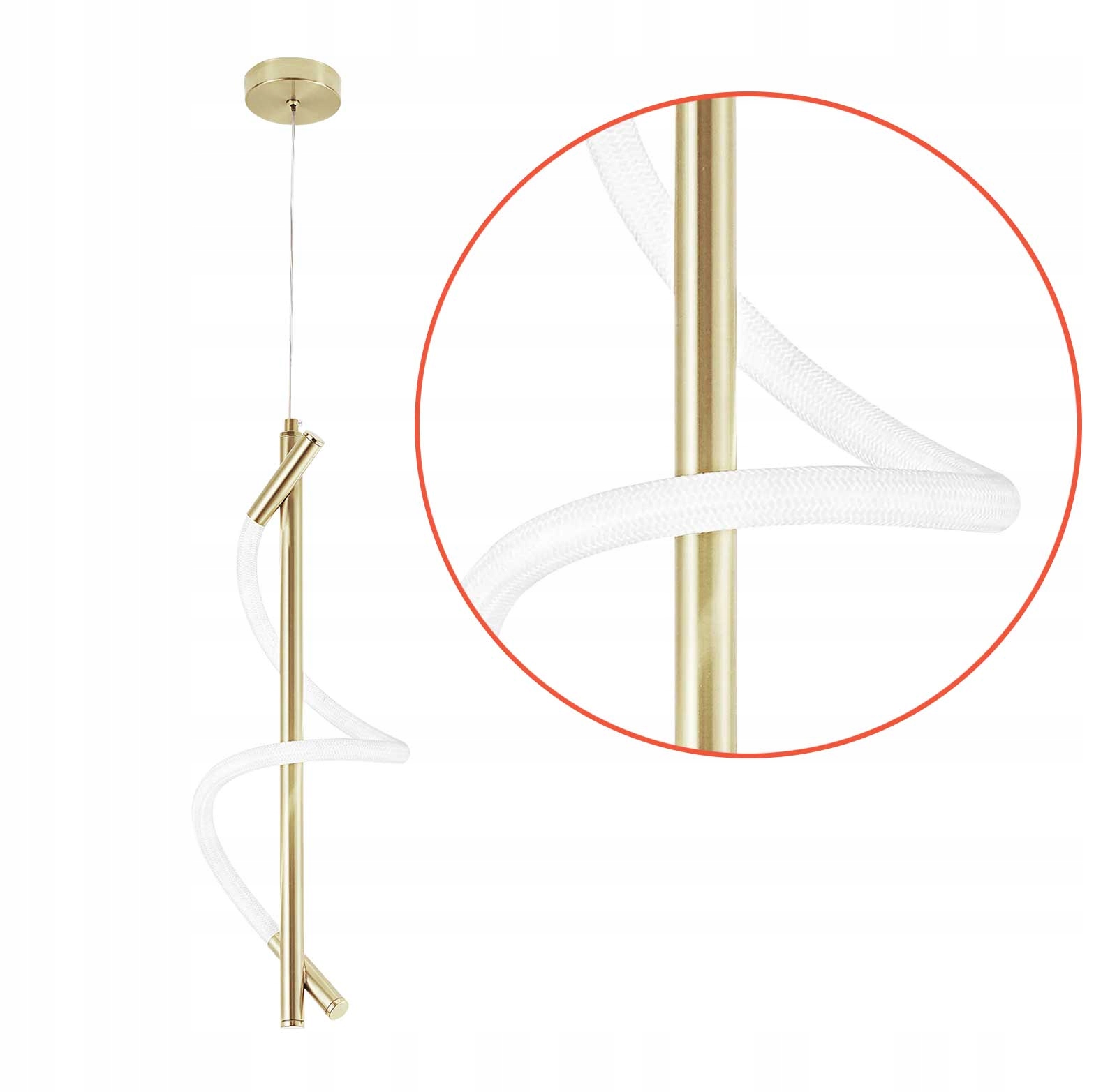 Moderní závěsná Led lampa Zlatá Vertikální 50 cm Spirálová 18W Neutrální