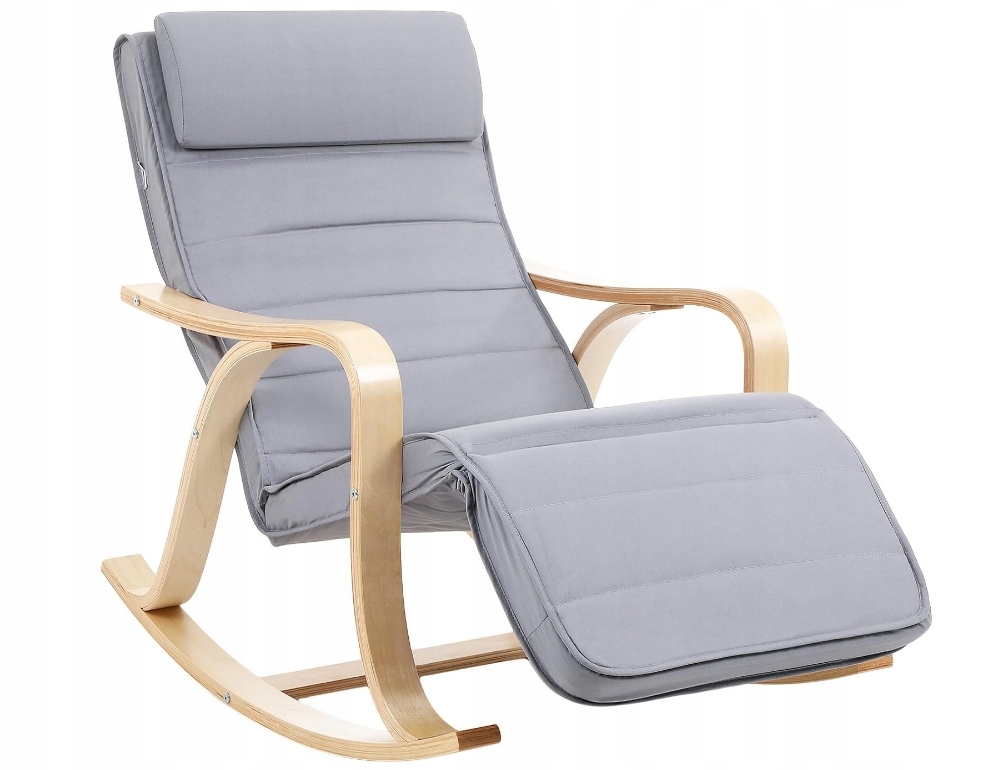 FOTEL BUJANY BUJAK SZARY NA BIEGUNACH RELAKSACYJNY REGUJACJA PODNÓŻKA