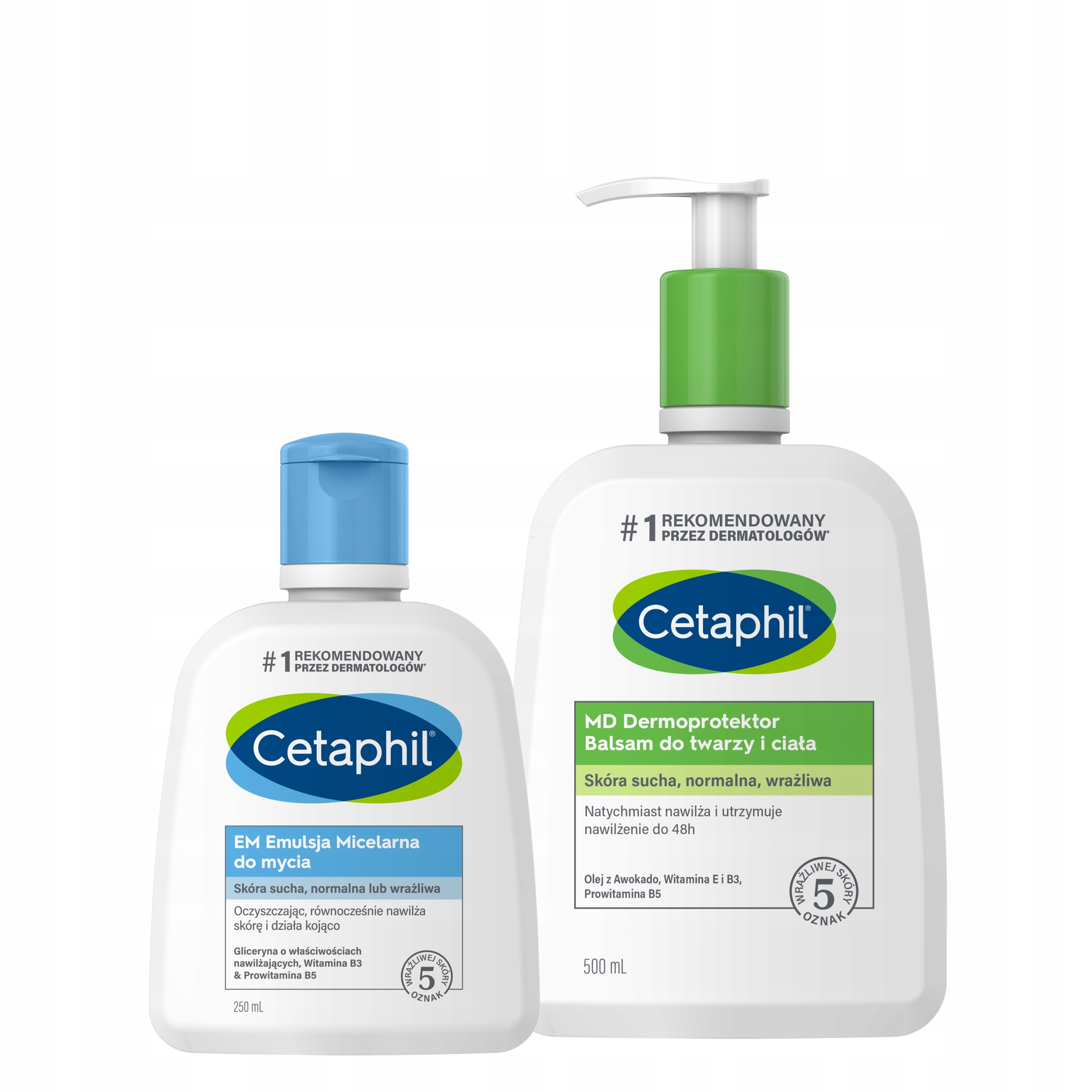 Zestaw Cetaphil Em Emulsja micelarna 250 i MD Balsam nawilżający 500