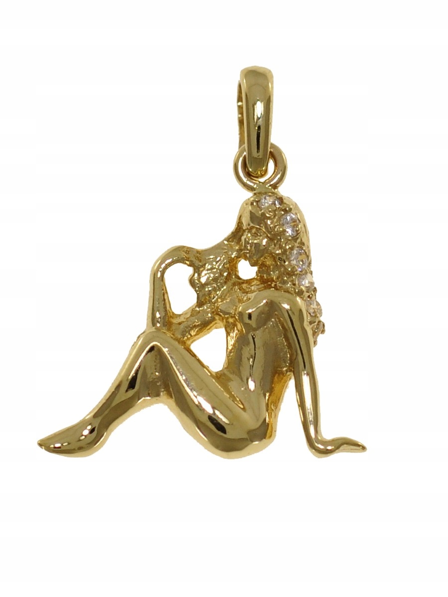 Zlaté znamení zvěrokruhu Panna se zirkony, ryzost 585