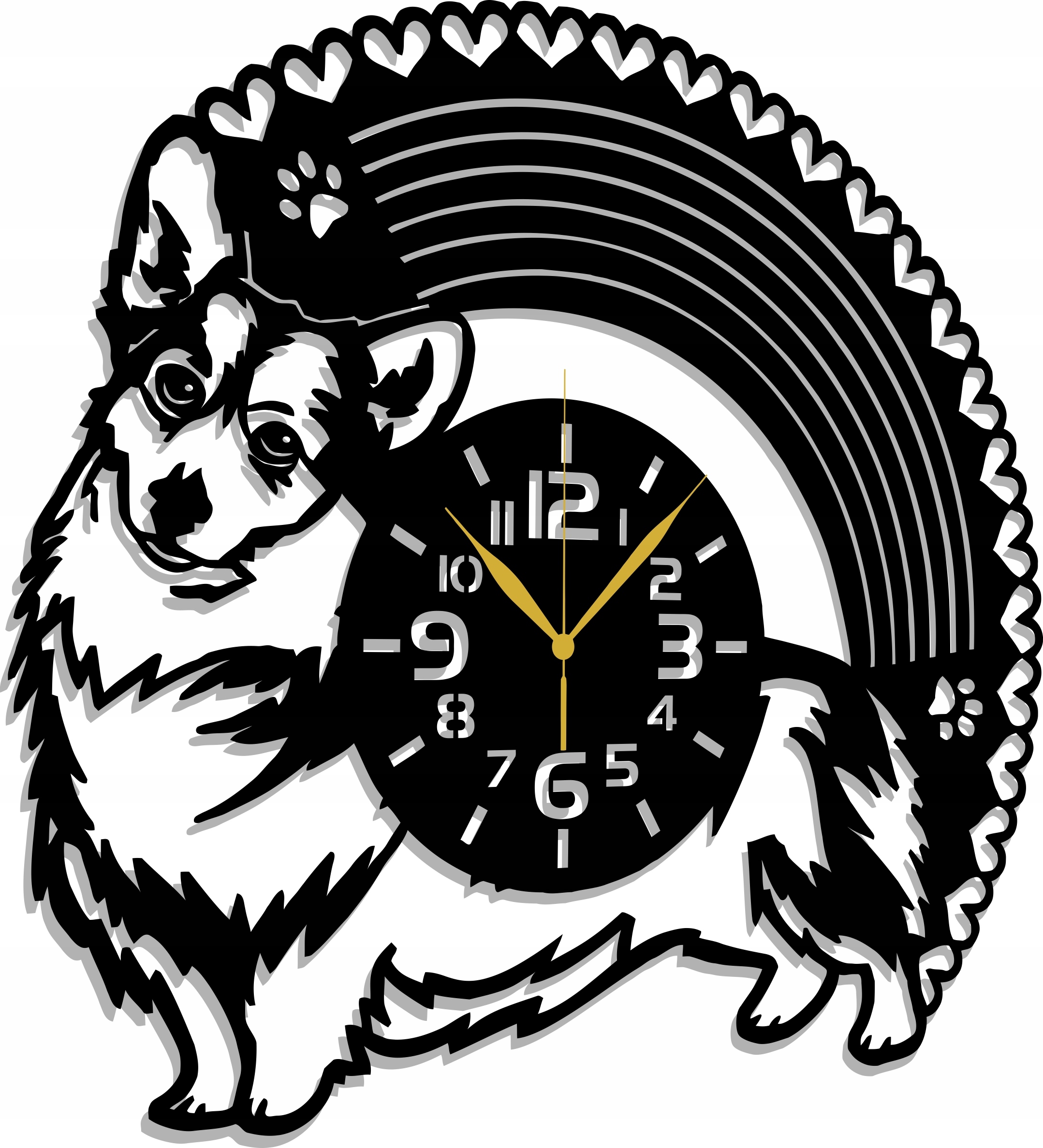 Hodiny Pes Welsh Corgi Plemene Psů 60 CM Dárek 3D