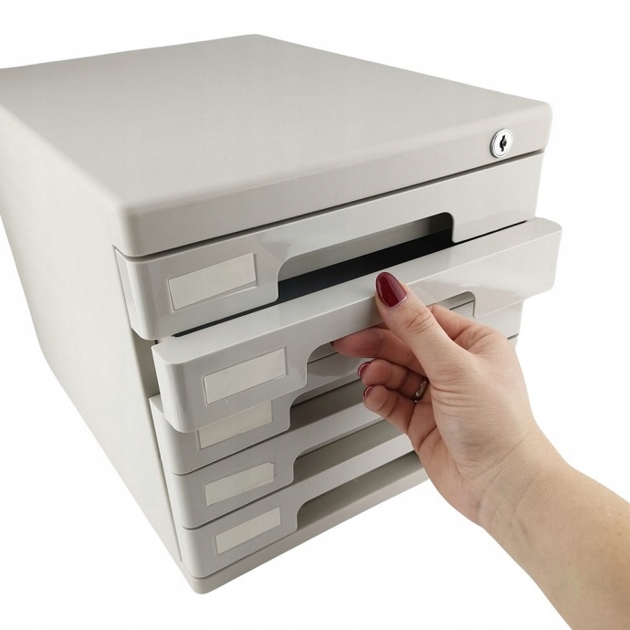 SZAFKA BIUROWA NA DOKUMENTY ZAMYKANA NA KLUCZ POJEMNIK NA BIURKO 5 SZUFLAD Materiał tworzywo sztuczne