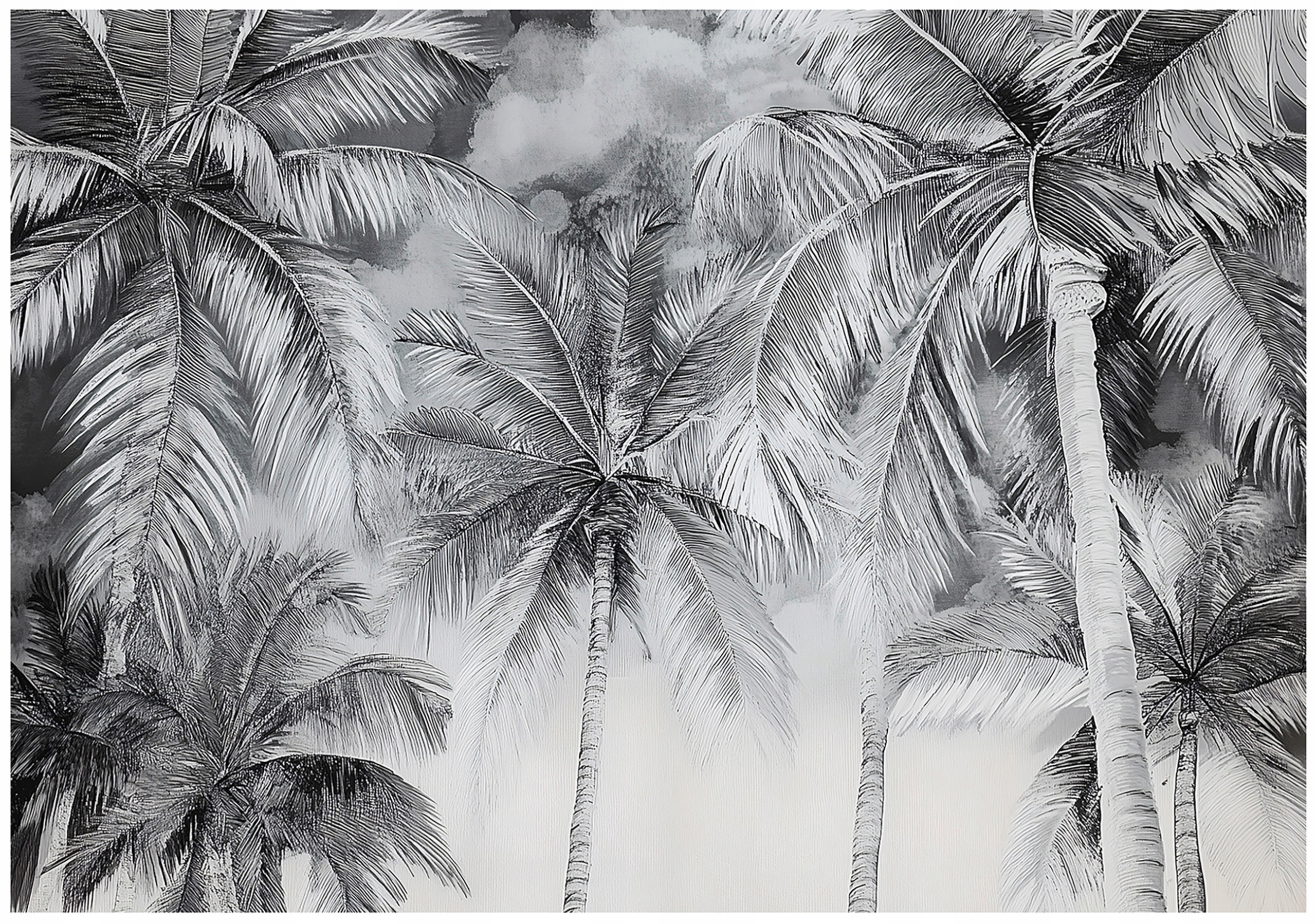 Fototapeta Na Flizelině Krajina 3D Palmy Šedá Tapeta Na Zeď 350x250