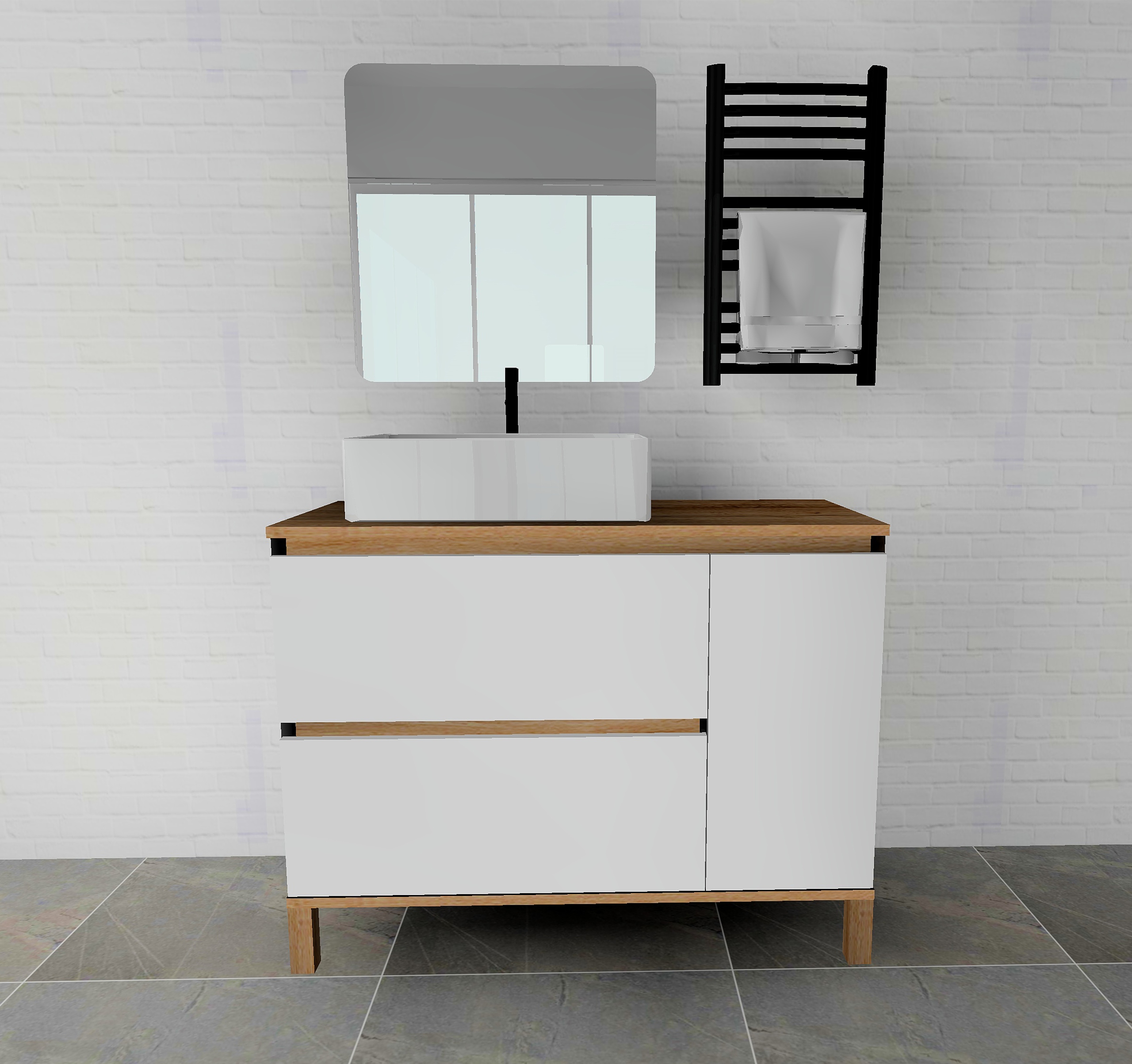 Szafka pod umywlkę _2_SZUFLADY+KOSZ_bez składania_ Pod Wymiar_Pod Kolor_