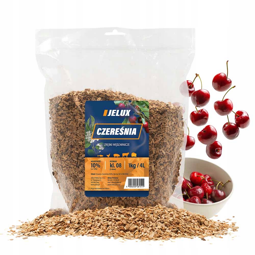Zrębki wędzarnicze czereśniowe klasa 08 1kg JELUX