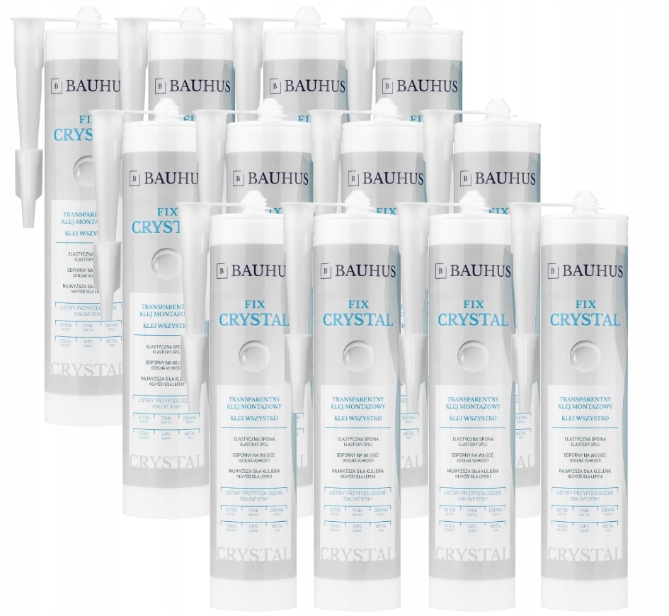Klej montażowy elastyczny transparentny Fix Crystal Bauhus Zestaw 12szt