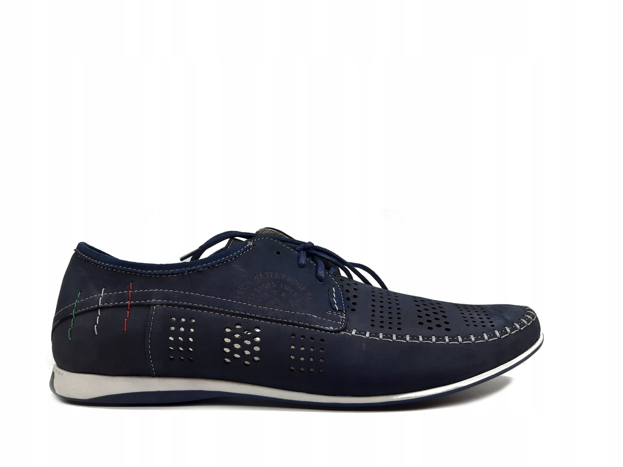 Riko 689 polobotky mokasíny Polské tmavě modré letní 45 Kůže