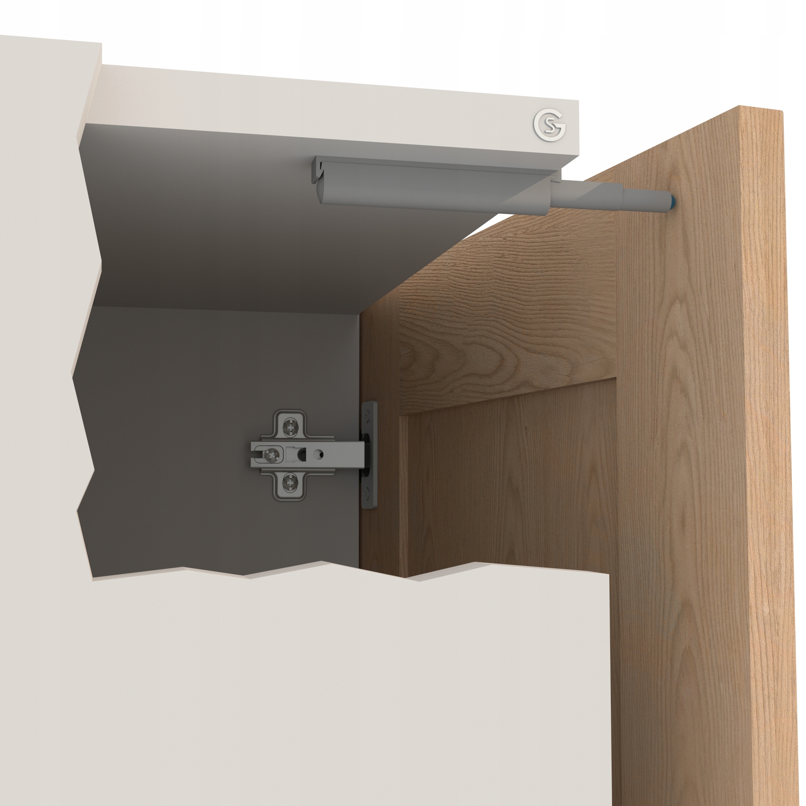 Odbojnik meblowy, amortyzator, push to open, szary Długość 8.3 cm