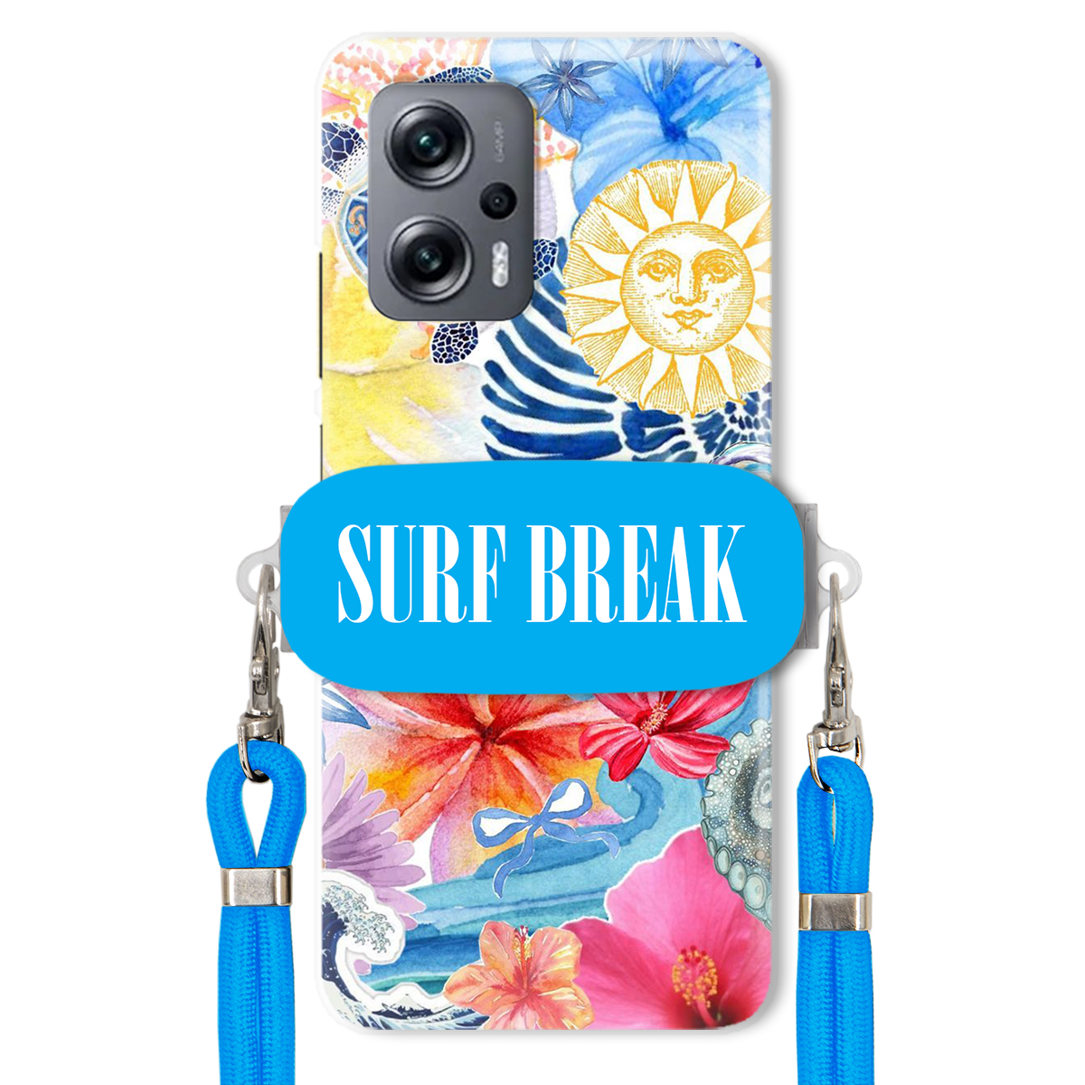 Puzdro pre Xiaomi Redmi Note 11T Pro Vodítko Crossbody Blue Držiak Surf Break