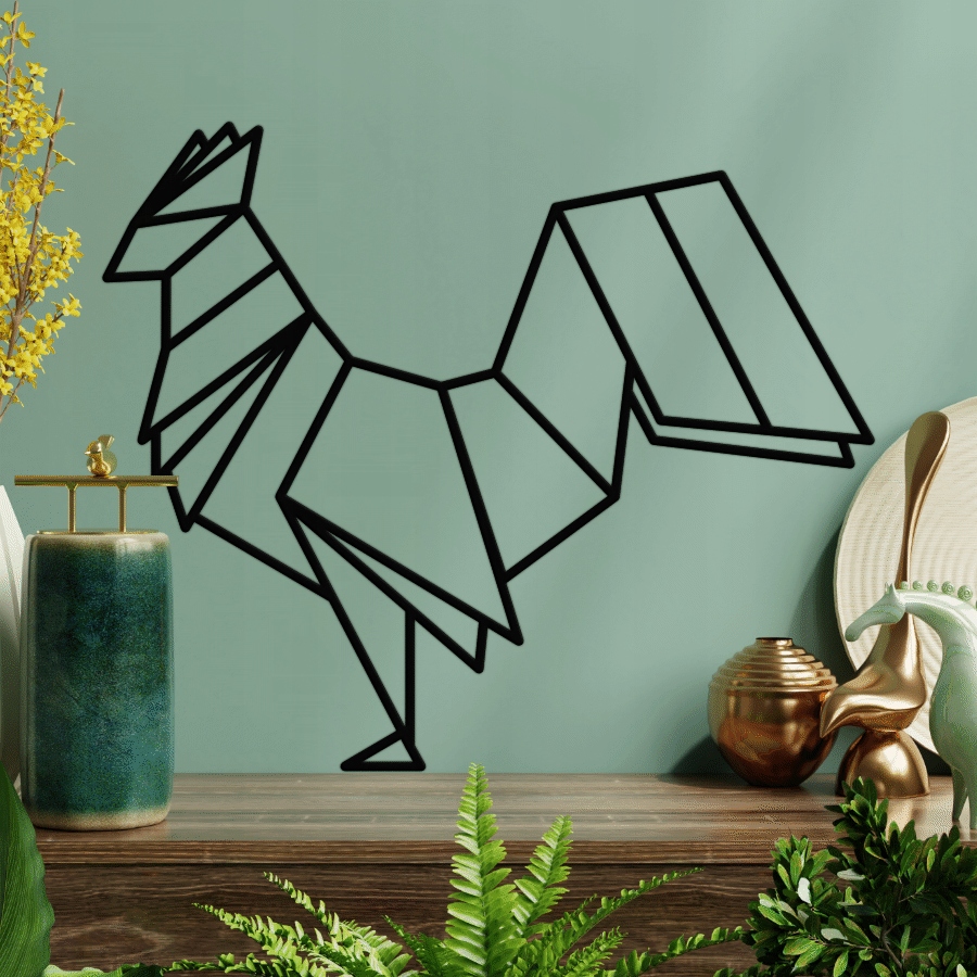 Kohout dřevěná dekorace Origami 70 cm do domácnosti