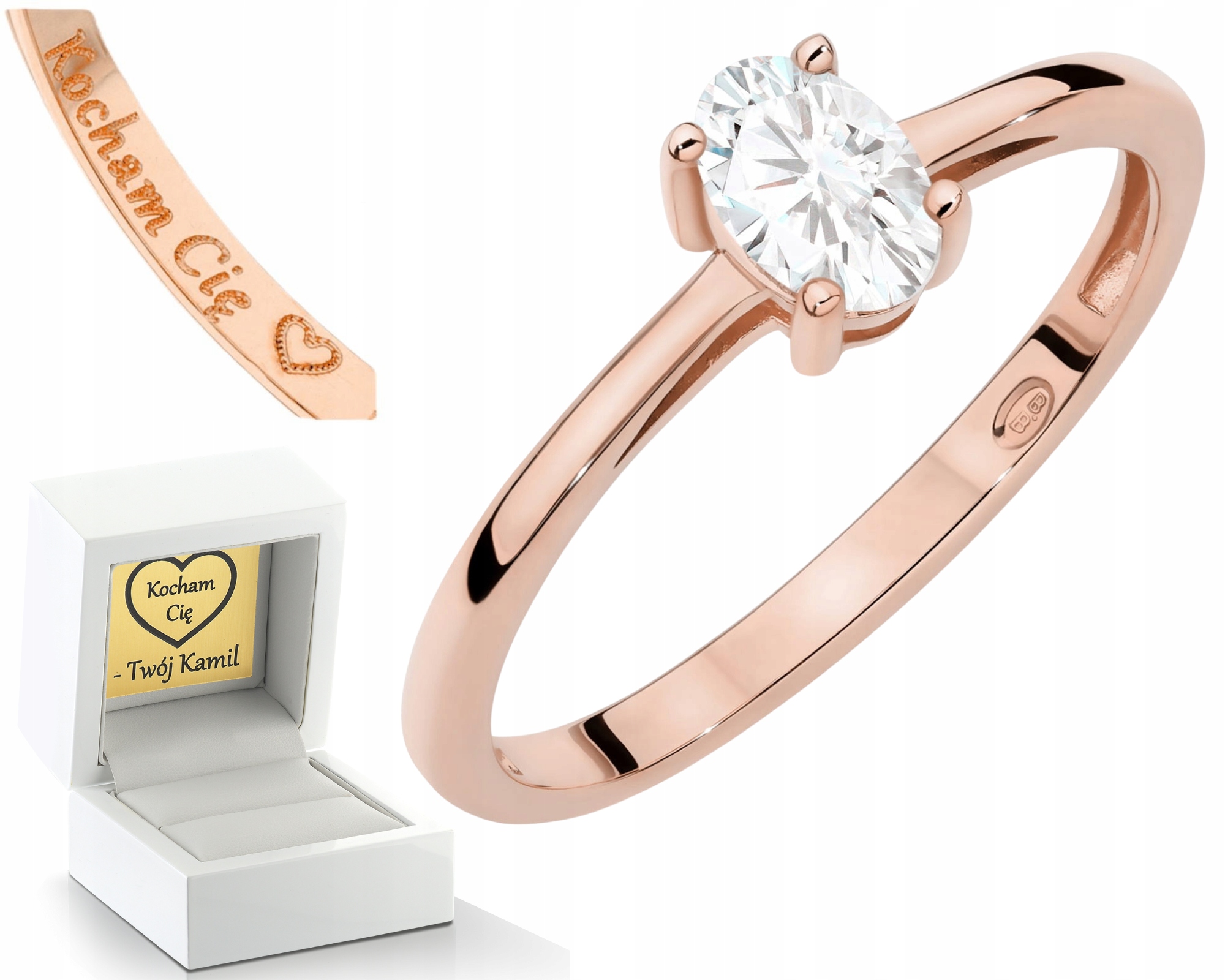 Růžový Zlatý Prstýnek S 585 Laboratorním Gravírování Diamantem