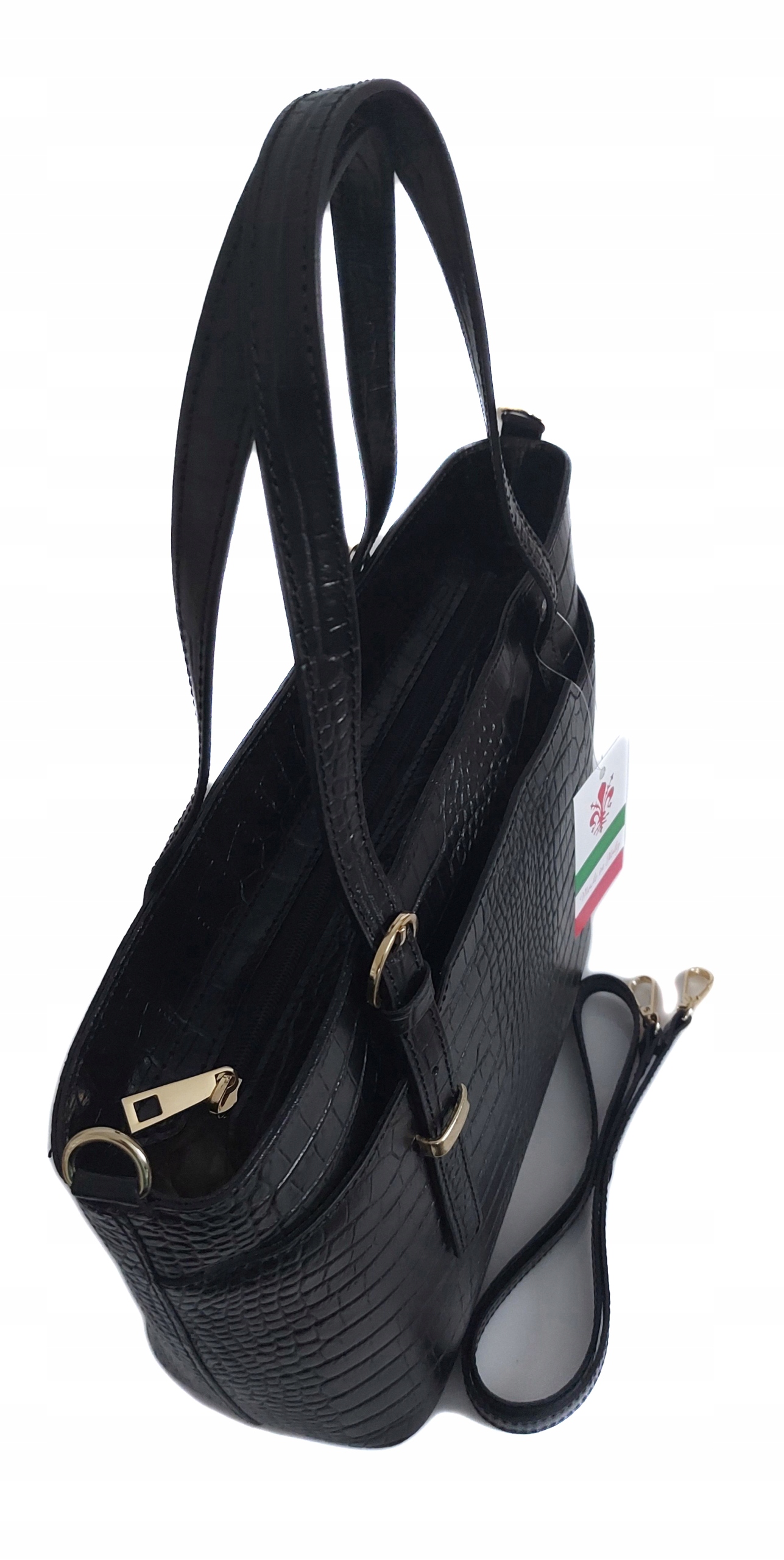 Włoska torebka A4 Vera Pelle kuferek teczka na ramię skóra kroko Kod producenta GL55COCON