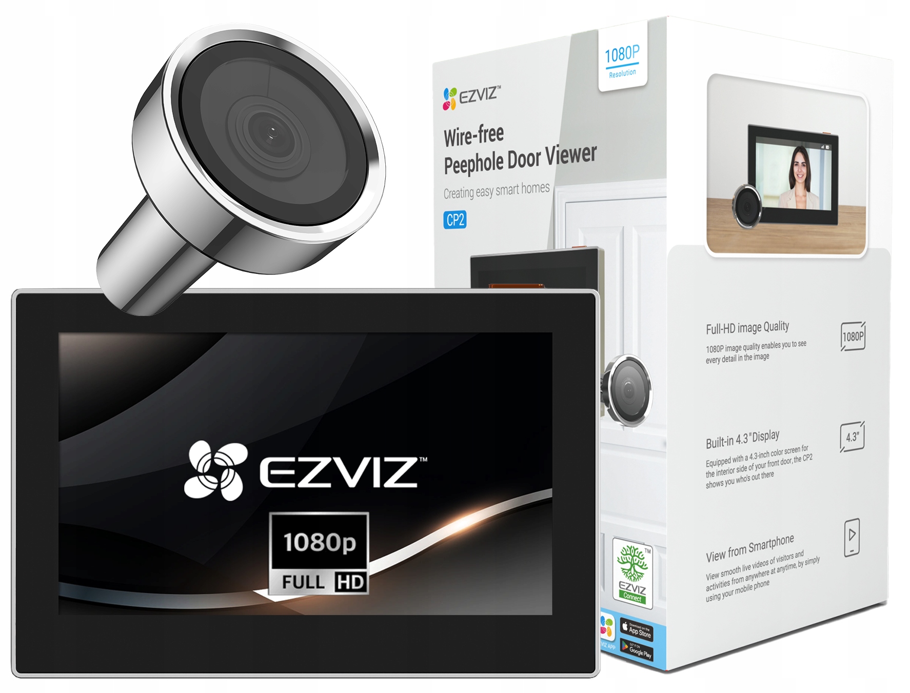 Elektronický WiFi hľadáčik Ezviz CP2 Kamera LCD displej 4,3" FullHD Vnútorný