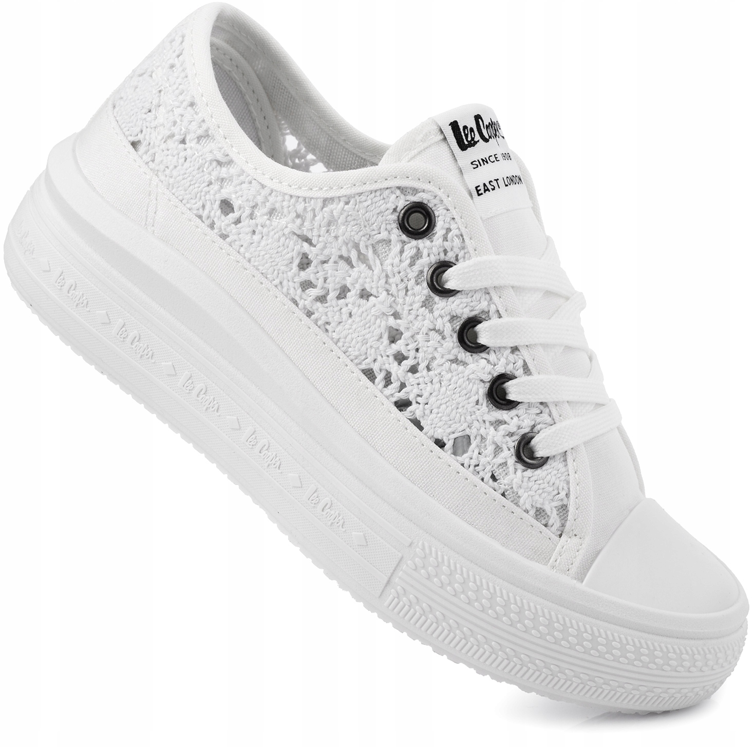 Lee Cooper Damskie Buty Trampki Białe Koronkowe Na Platformie r. 39