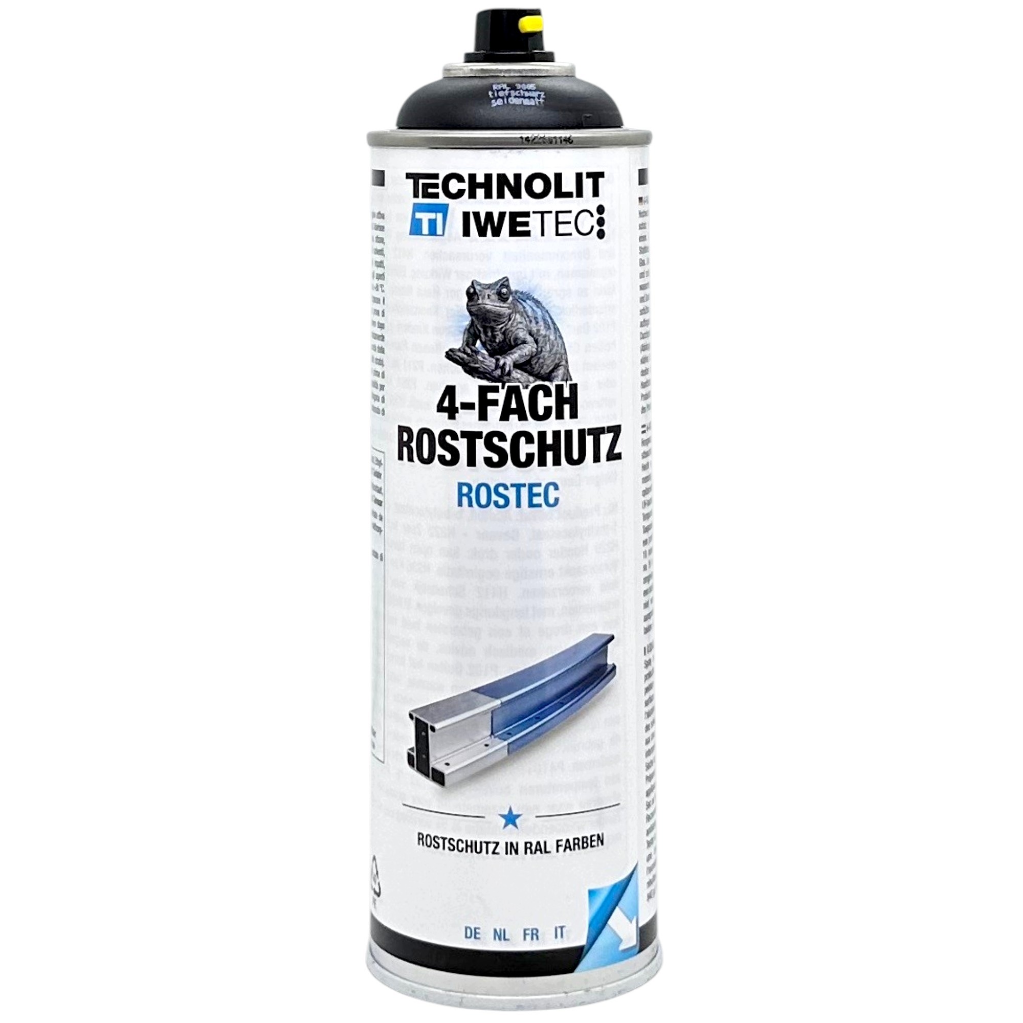 Satynowa Farba Antykorozyjna Czarna na rdzę 4w1 Ral 9005 Półmat Spray 500ML