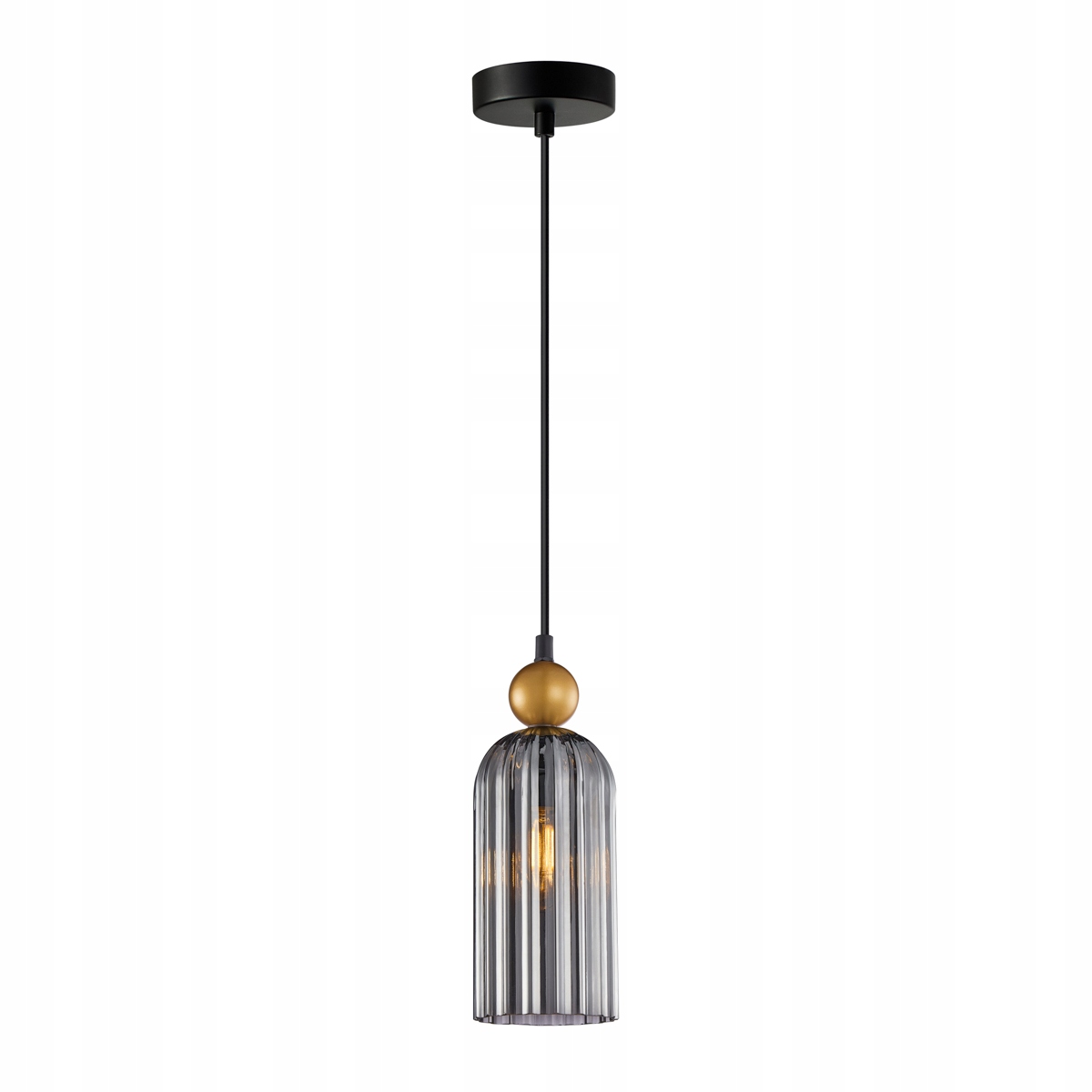 Lampa wisząca Italux Narisa czarno-złota E27 40W szkło dymione