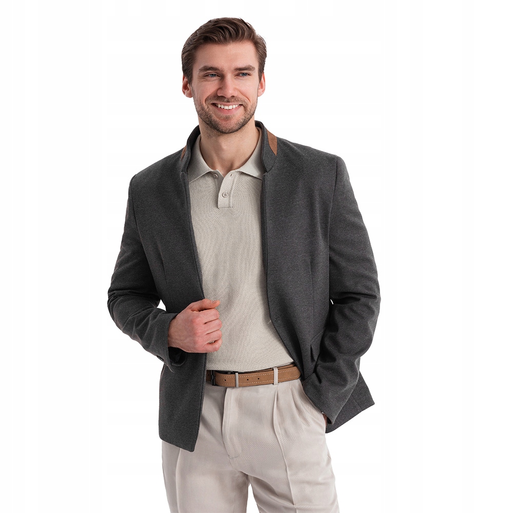 Melanžová sako s se stojáčkem, černý melír V5 OM-BLZB-0131 vel. L