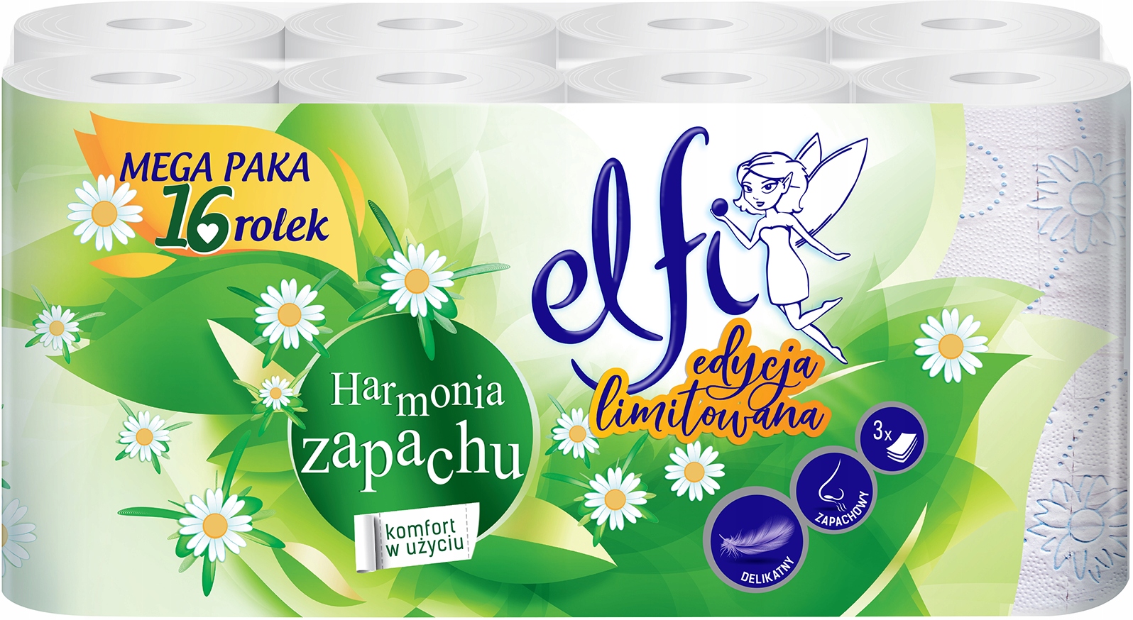 

Papier toaletowy Elfi Fantasy 3W 16szt. Rumiankowy