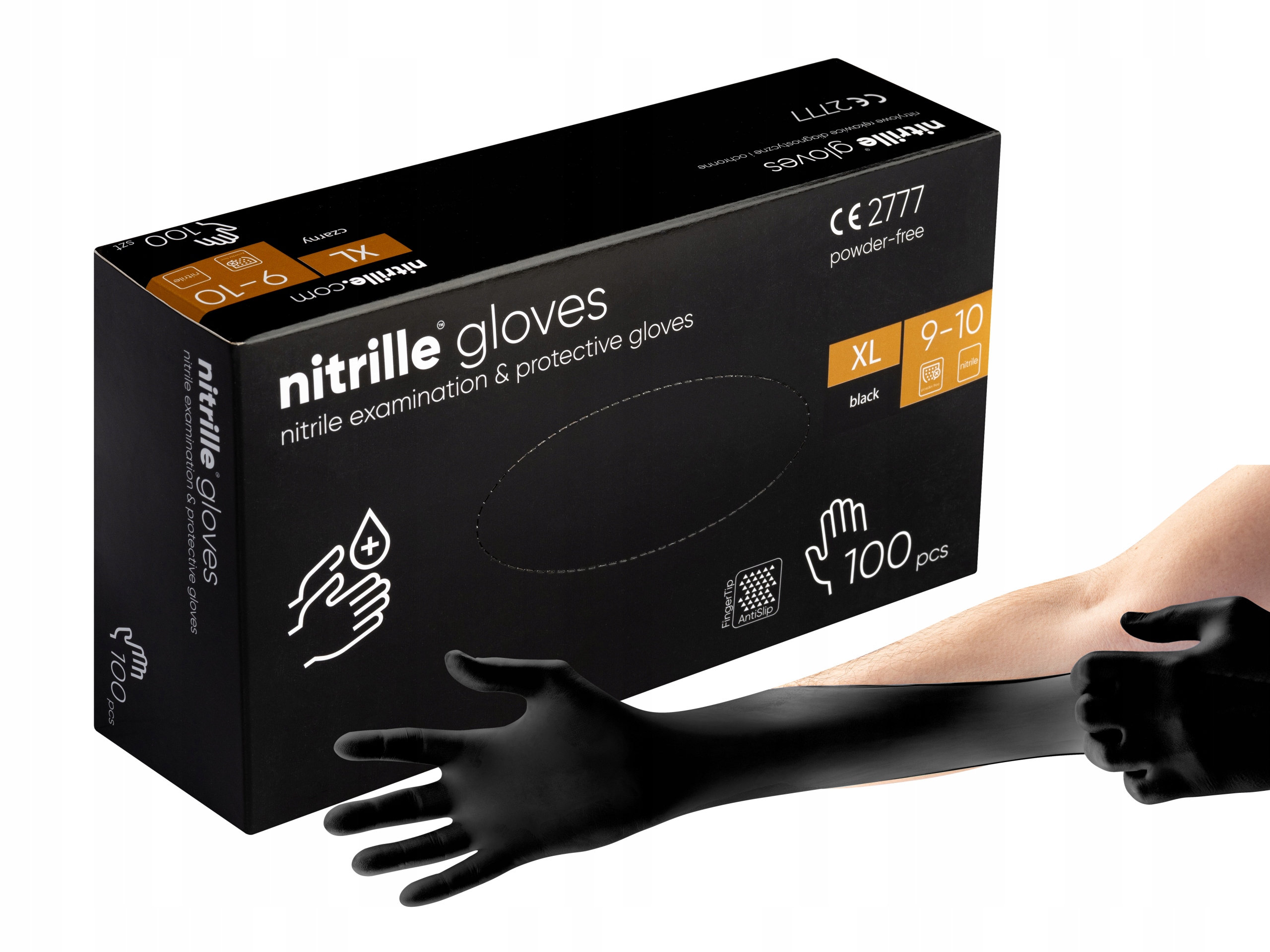 

Rękawice rękawiczki Nitrylowe Bezpudrowe black XL