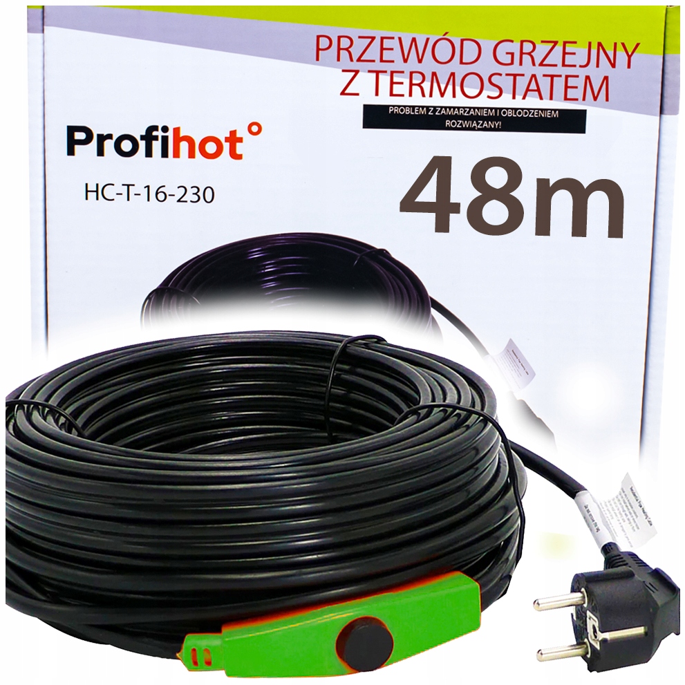 Vykurovací Kábel S Termostatom pre žľab 230V 768W 48M