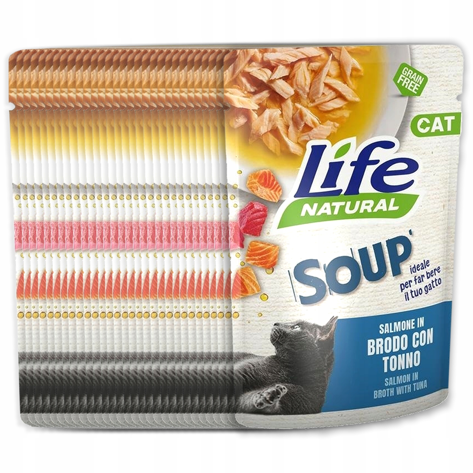 Levně Life Cat Soup pro kočky kapsička 30x60 g vývar s tuňákem losos