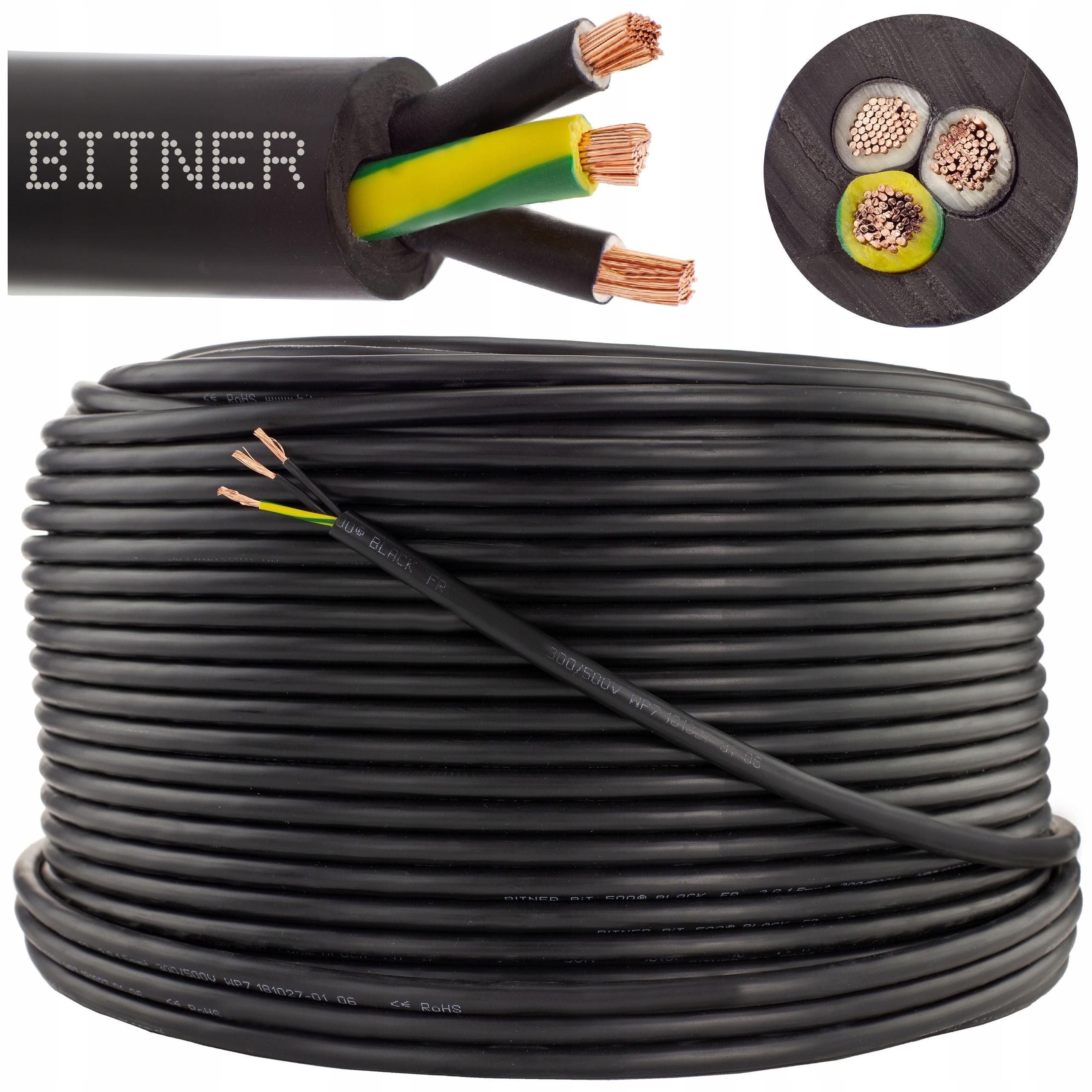 Kabel przewód prądowy ziemny linka 3x1mm2 100m