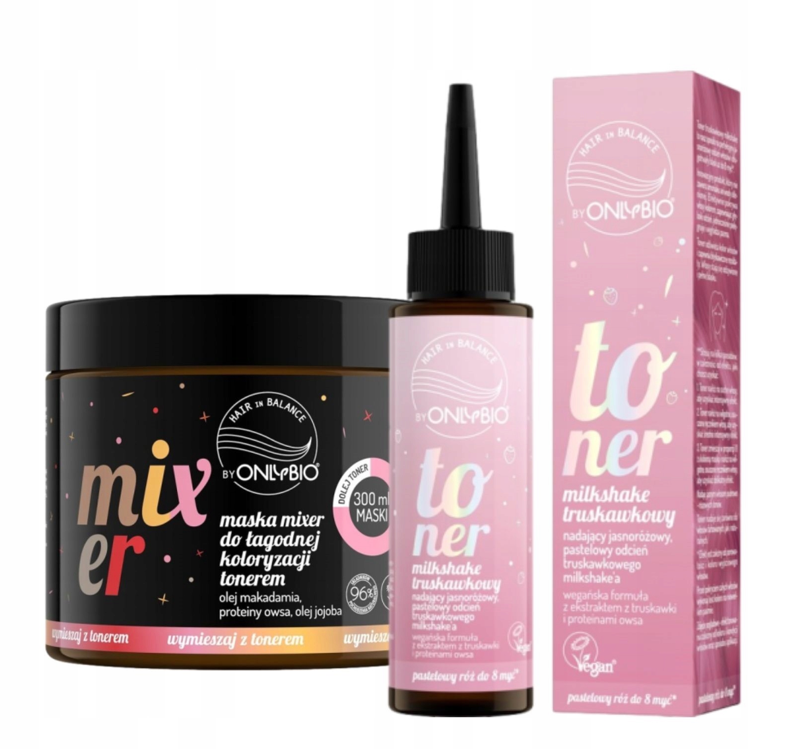Onlybio Toner na vlasy Jahodová barva Milkshake Maska Mixer Set