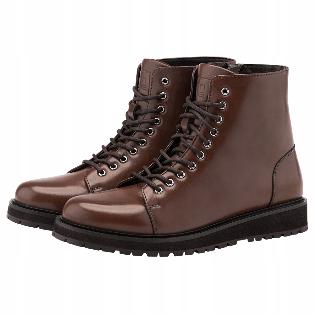 Pánské zimní kotníkové boty boty, tmavě hnědé boty z ekokůže OM-FOBO-0175 V2 vel. 44