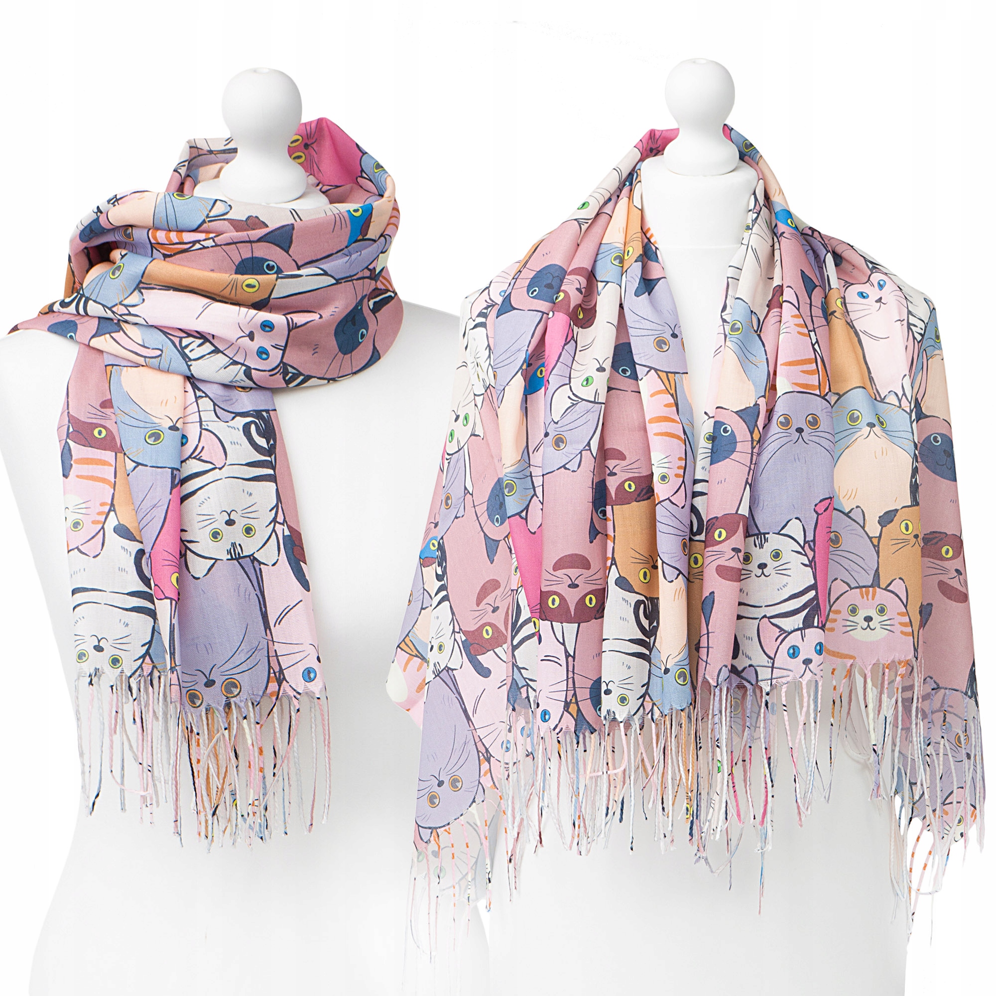 

Chusta Apaszka Damska Cienka Wzór Kotki Kolory